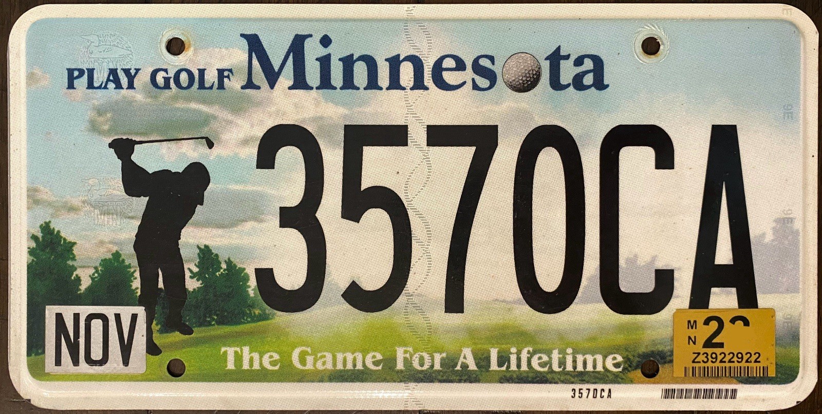 2020 MINNESOTA Play Golf License plate EXPIRED