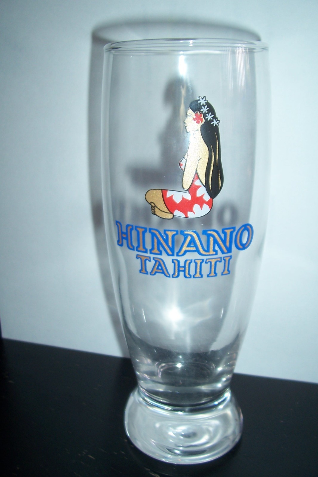 Hinano Tahiti Beer Pilsner Glass Polynesian Girl 6.5” Tall