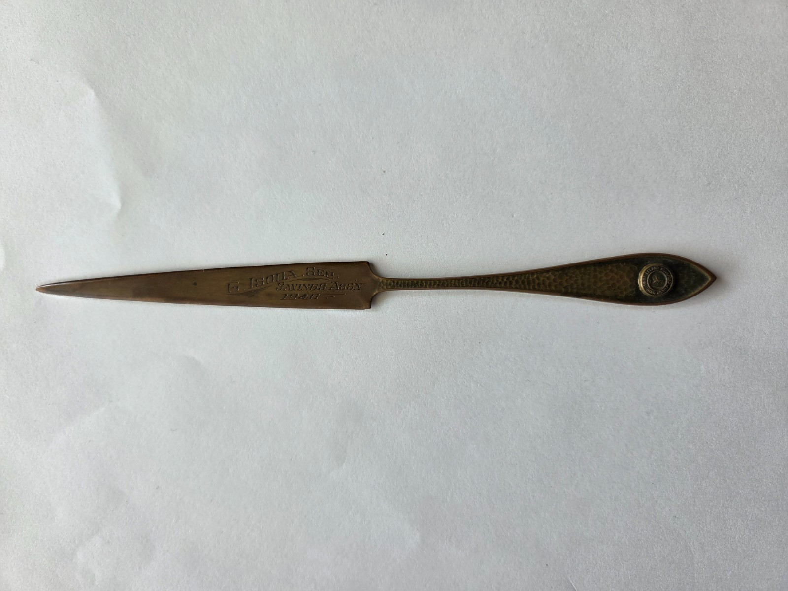 Vintage Leland Stanford Junior University 1891 Savings Assn 1940 LETTER OPENER