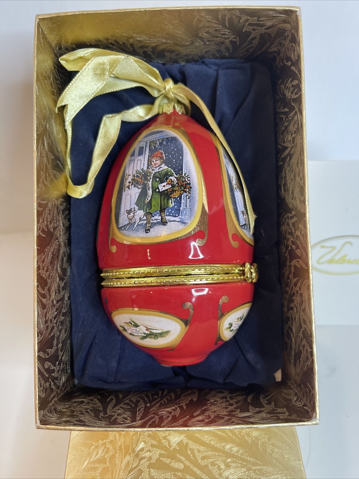 2006 Mr Christmas Musical Egg Trinket Box Ornament The Wholly And The Ivy Boxed