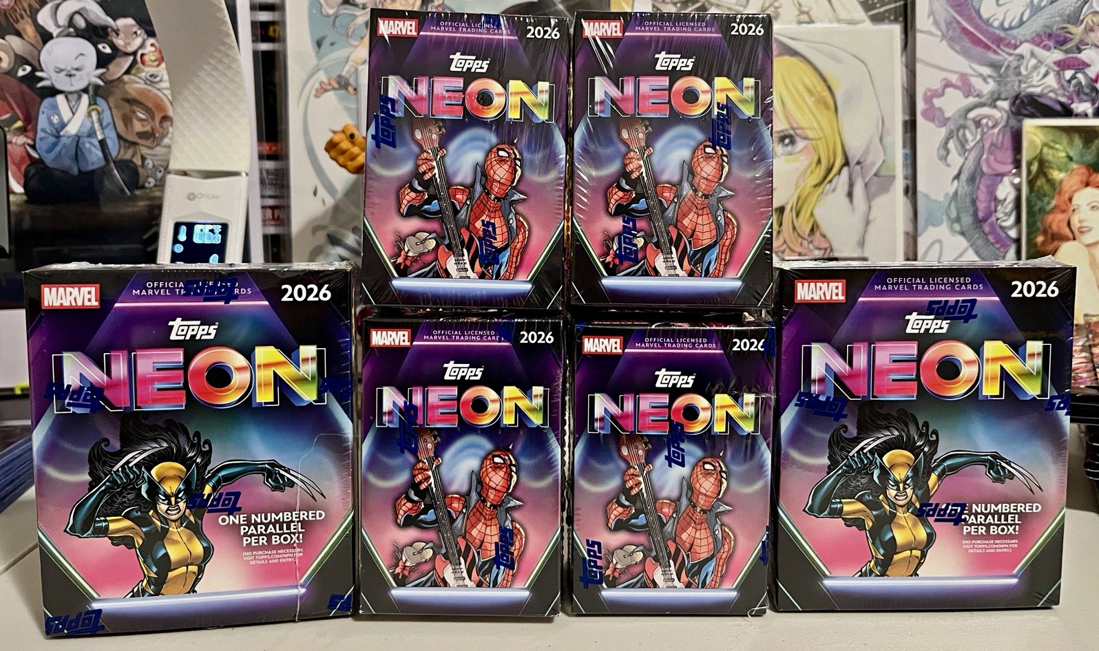 2026 Topps Neon Marvel Trading Cards: 4 Blaster Boxes 2 Mega Boxes 