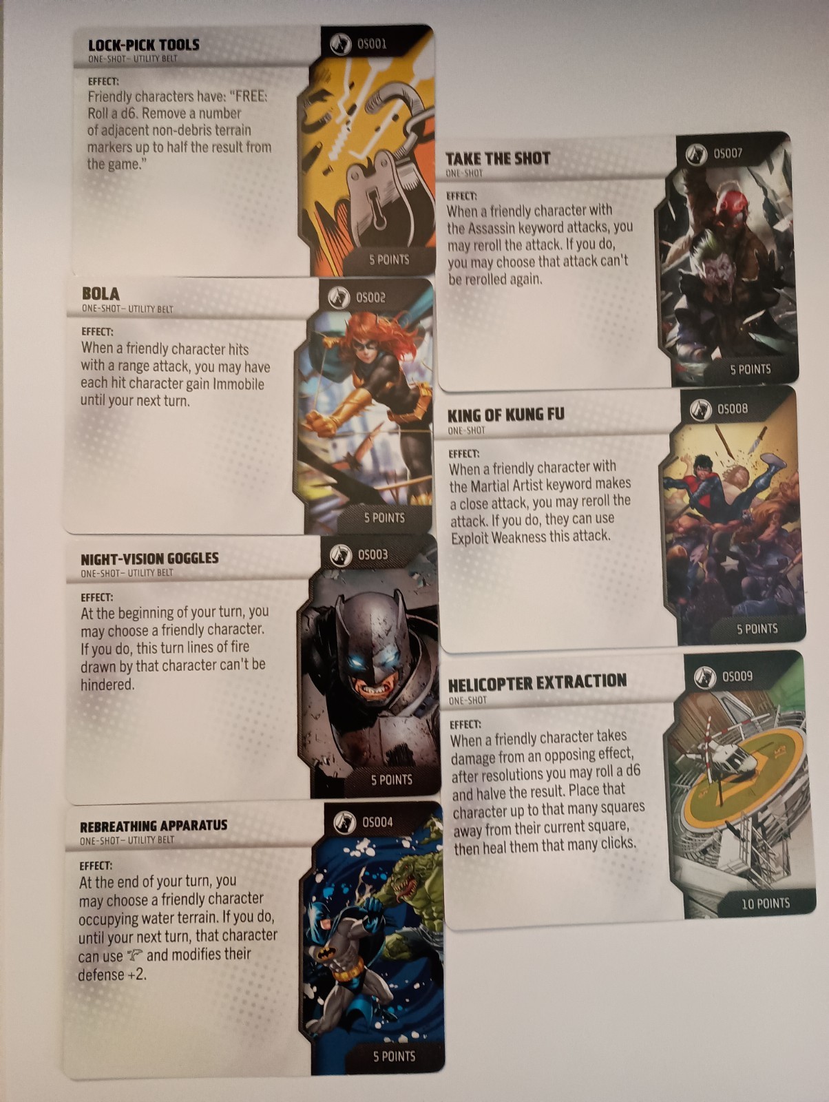 Heroclix Lot DC Fight for Gotham City One Shot Card Set OS001-OS004, OS007-OS009