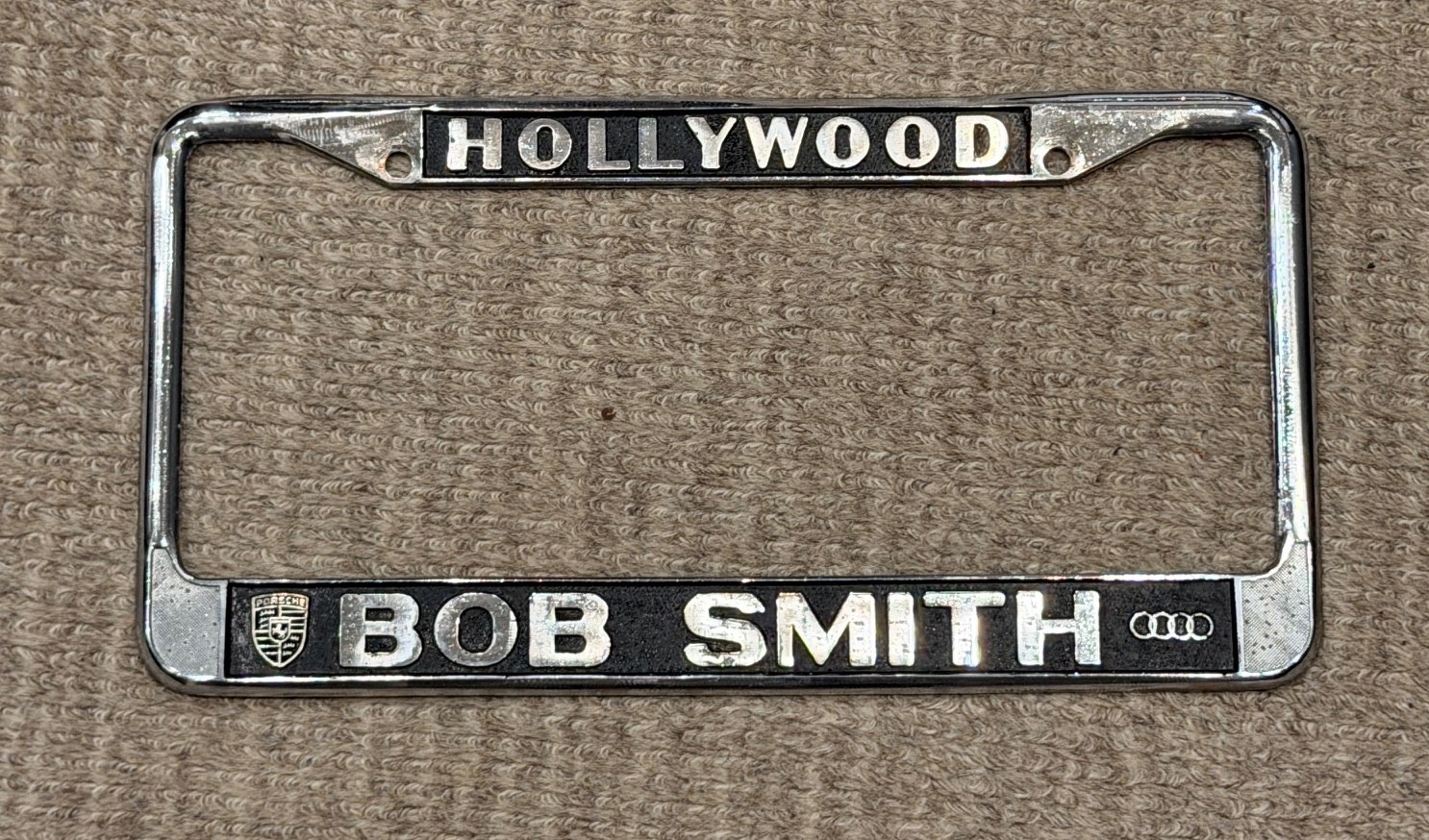 Porsche Vintage License Plate Frame Bob Smith Hollywood California Los Angeles