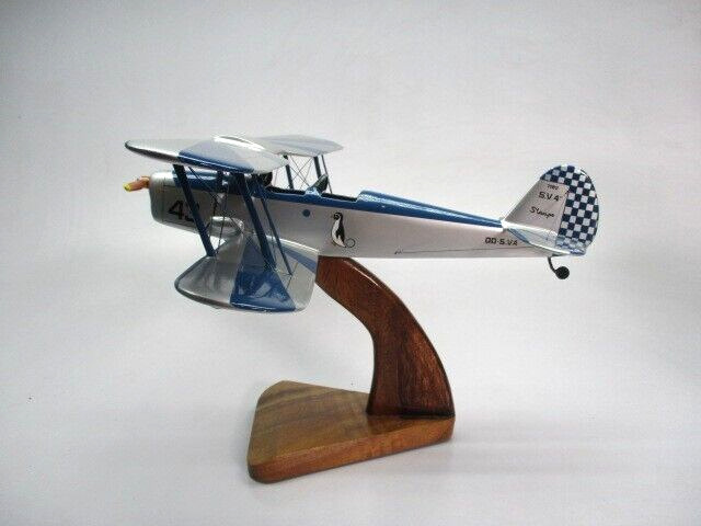 SV-4B Stampe SV4 Airplane Desktop Replica Mahogany Kiln Wood Model Small New