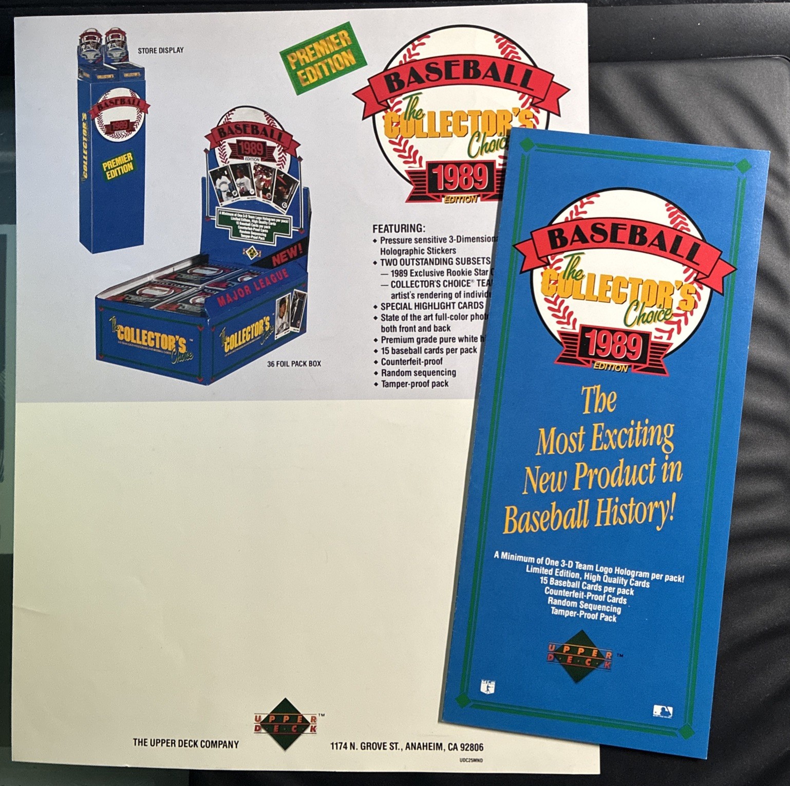 1988 1989 Upper Deck Baseball Card Print Ad Advertisement & Brochure Premier 1988 1989 Upper Deck Baseball Card Print Ad Advertisement & Brochure Premier