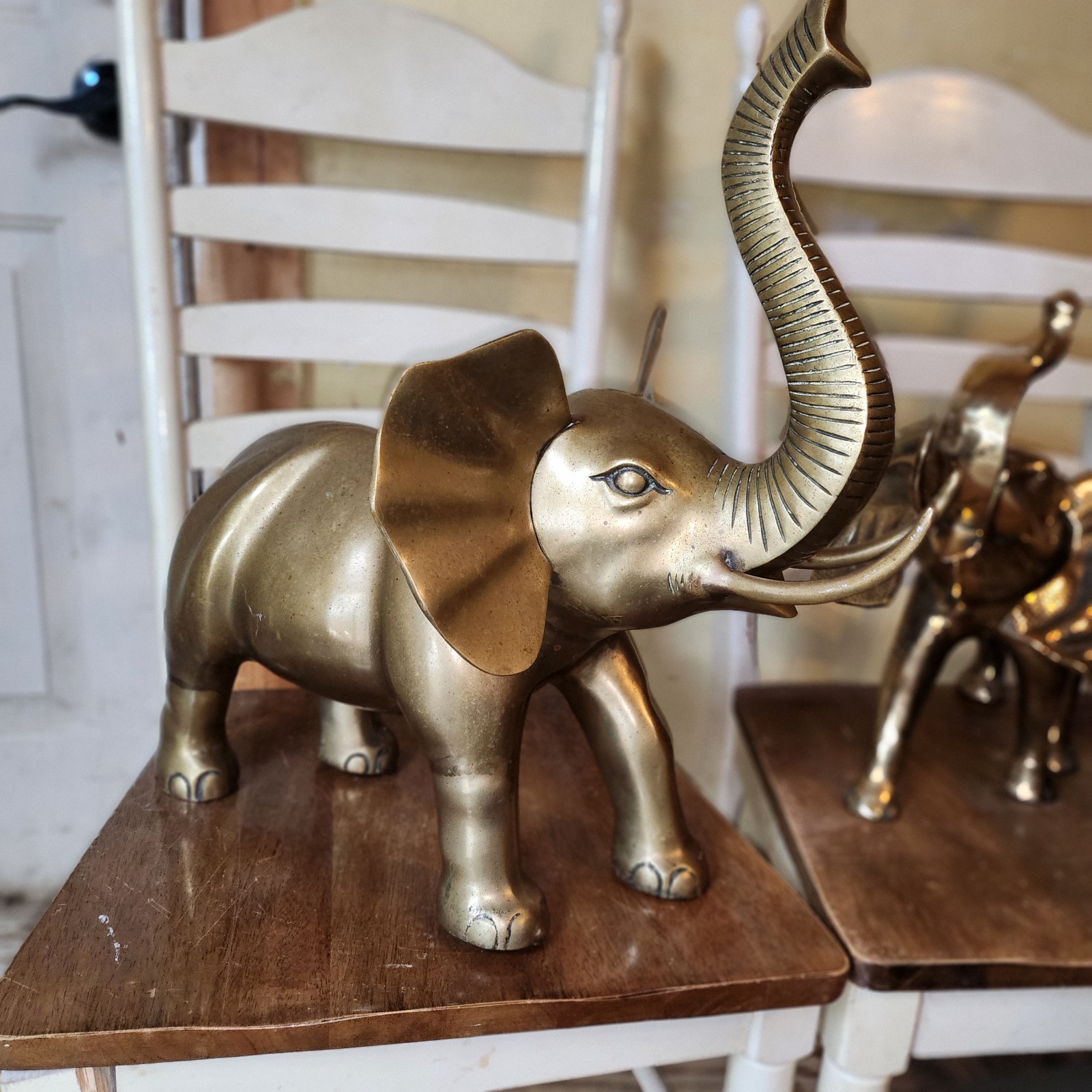 Selling a Vintage pair of Solid Brass Elephants. Trunks up are for good luck Selling a Vintage pair of Solid Brass Elephants. Trunks up are for good luck