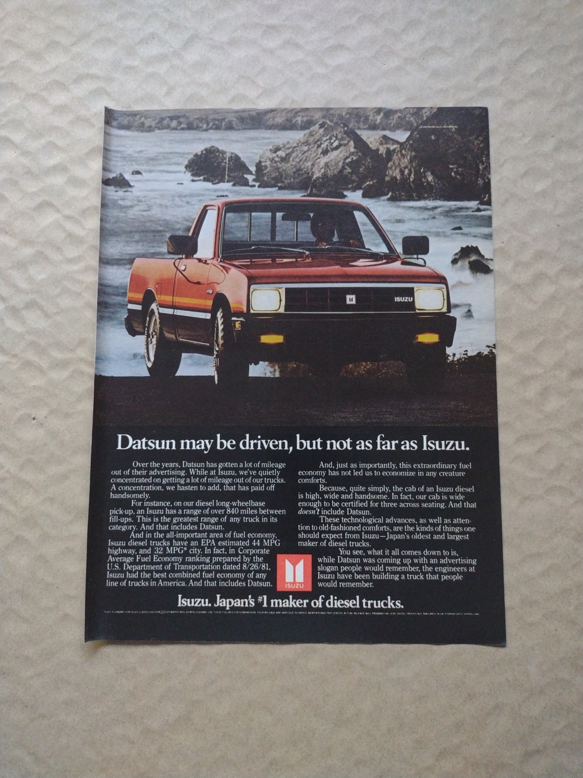 1983- Isuzu Datsun Diesel Pickup Truck-Magazine Print Ad- Vintage 1983- Isuzu Datsun Diesel Pickup Truck-Magazine Print Ad- Vintage