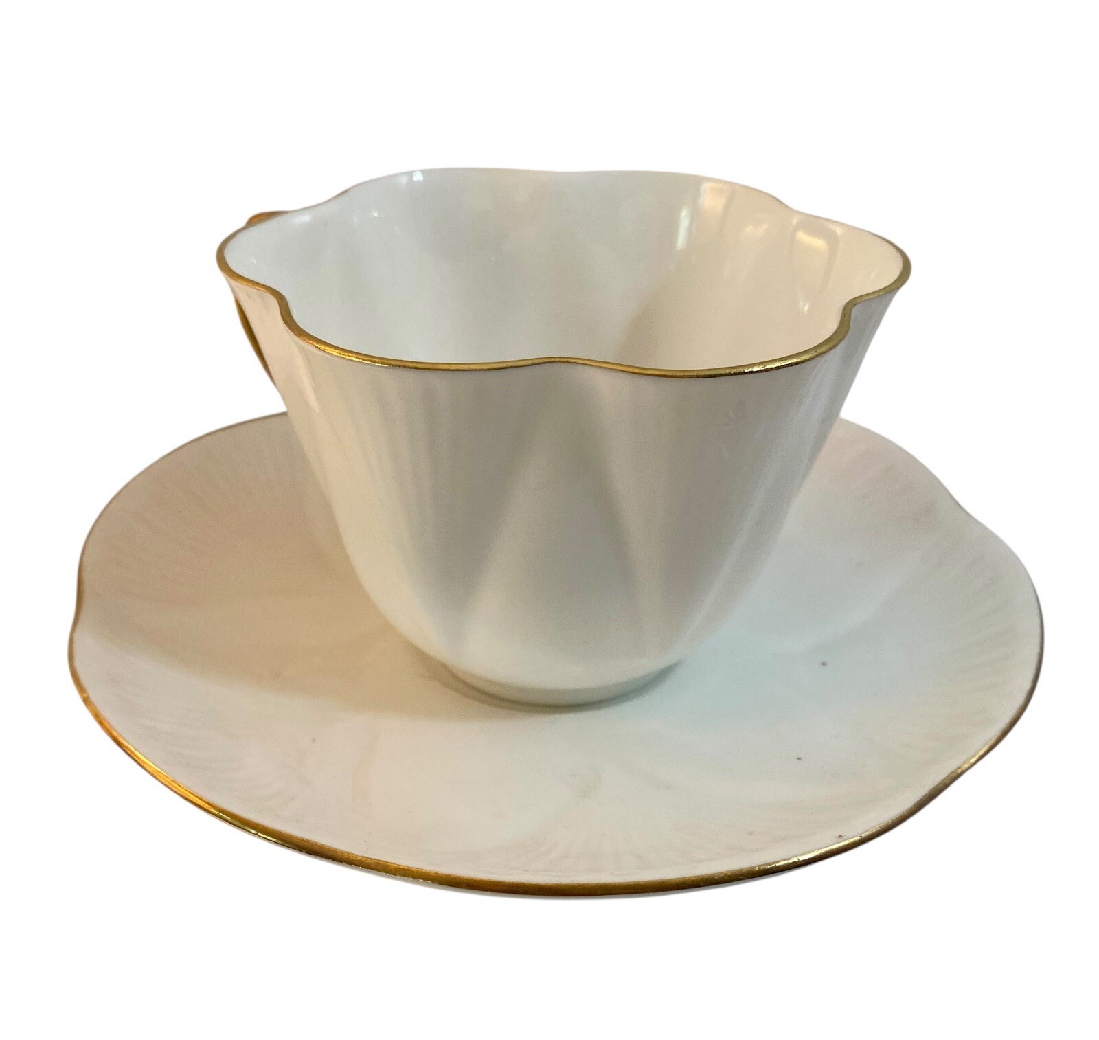 VTG Shelley Teacup & Saucer Regency White w/Gold Trim Standard Cup