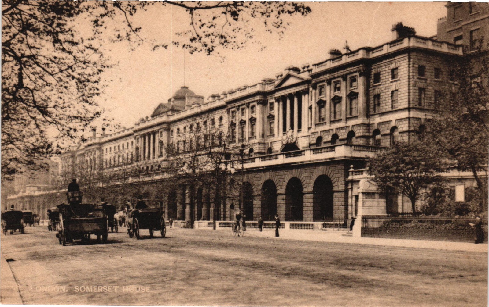 Tuck\'s Vintage Postcard - London England Somerset House Street View Buggies