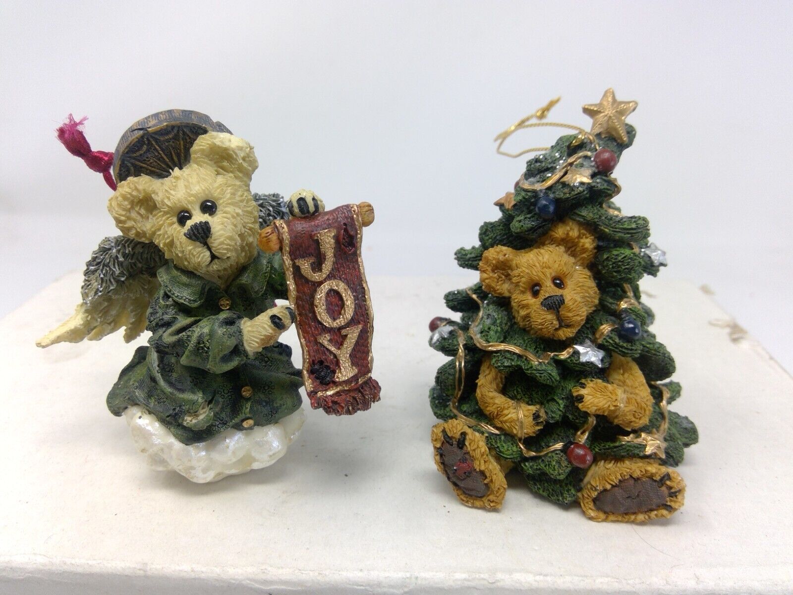 Pair of Boyds Bears Resin Christmas Ornaments