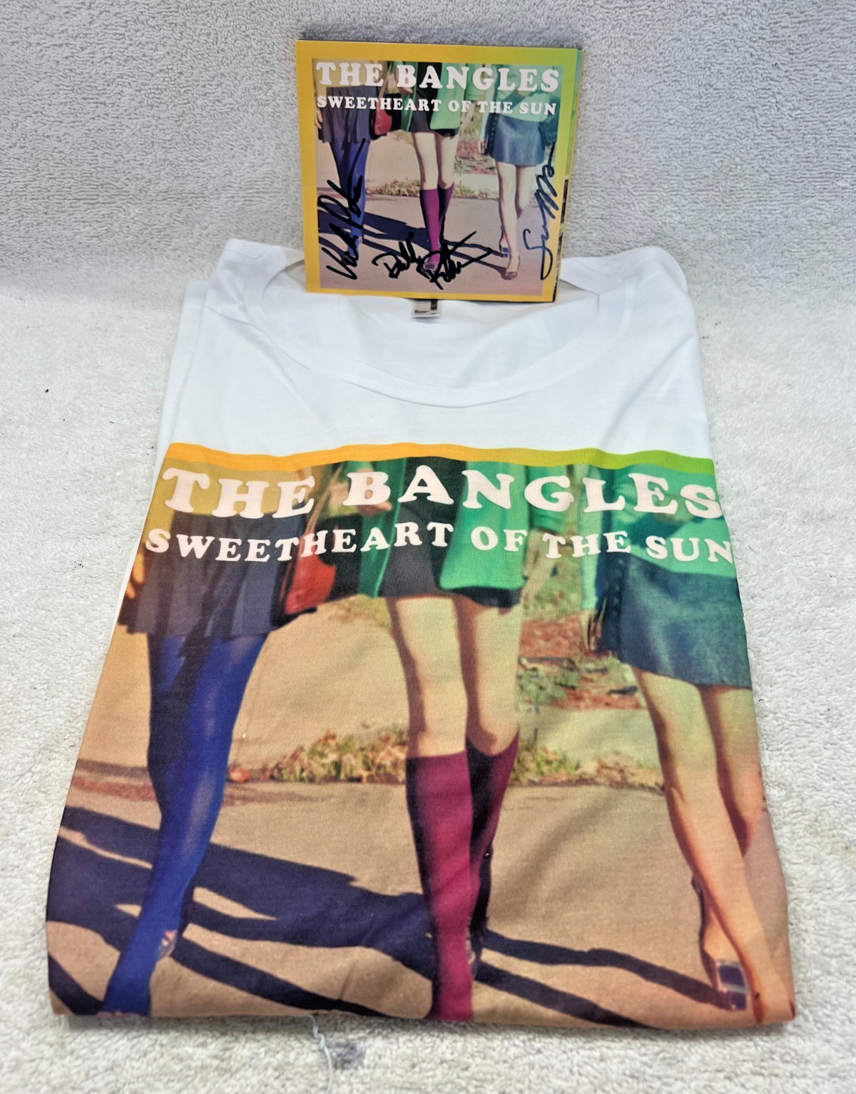 The Bangles Sweetheart of the Sun SIGNED CD + XL Matching T-Shirt Hoffs Peterson