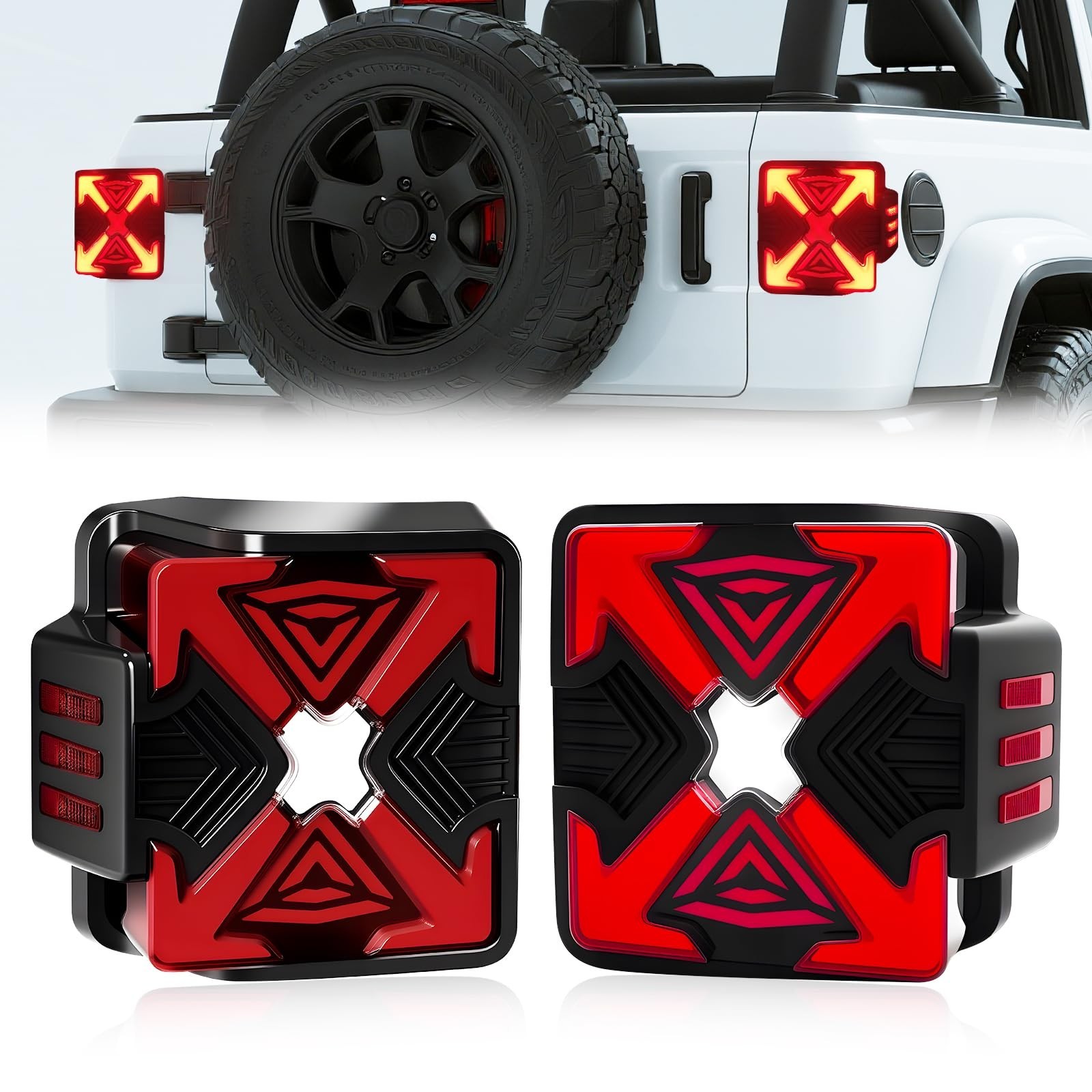 LED Tail Lights Assembly For 2007-2018 Jeep Wrangler JK JKU Rear Tail Lamps w...