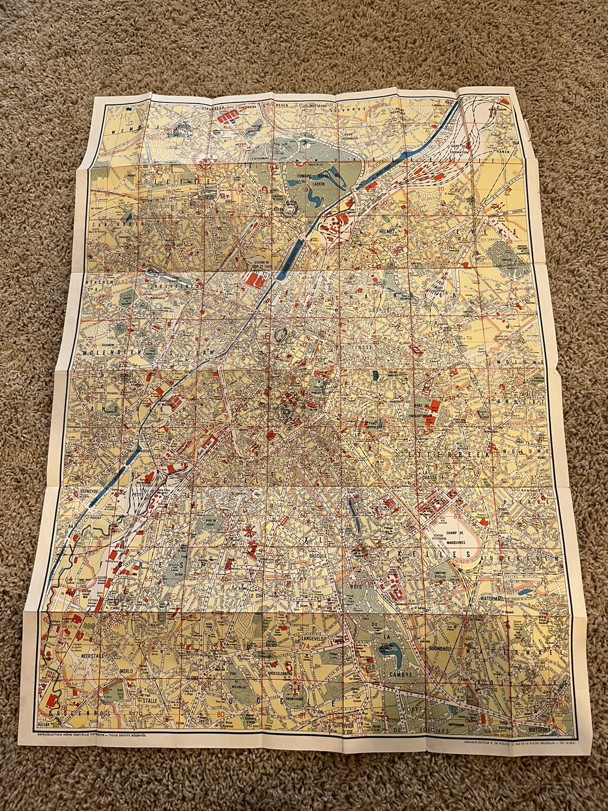 Vintage Brussels Belgium map historic cool