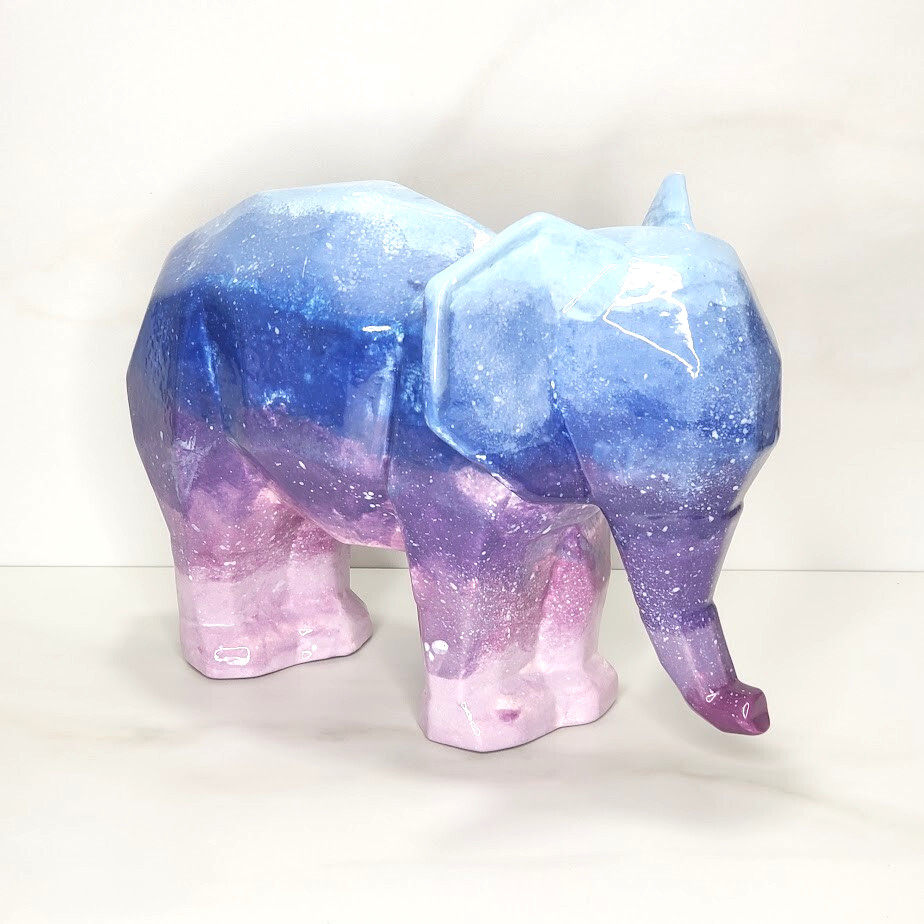 Geometric Cubist Elephant Figurine Ceramic Sculpture 10
