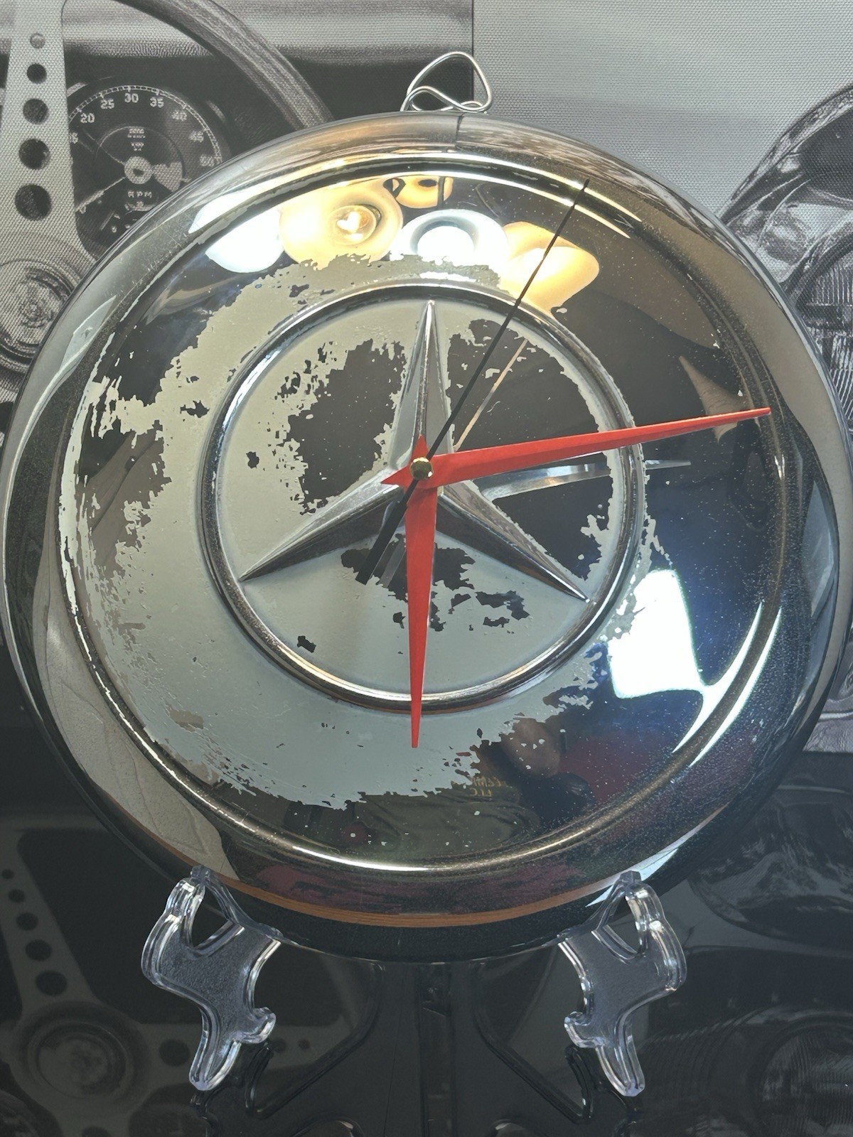 Vintage 1960-1972 Mercedes Benz Hubcap Clock 9.5