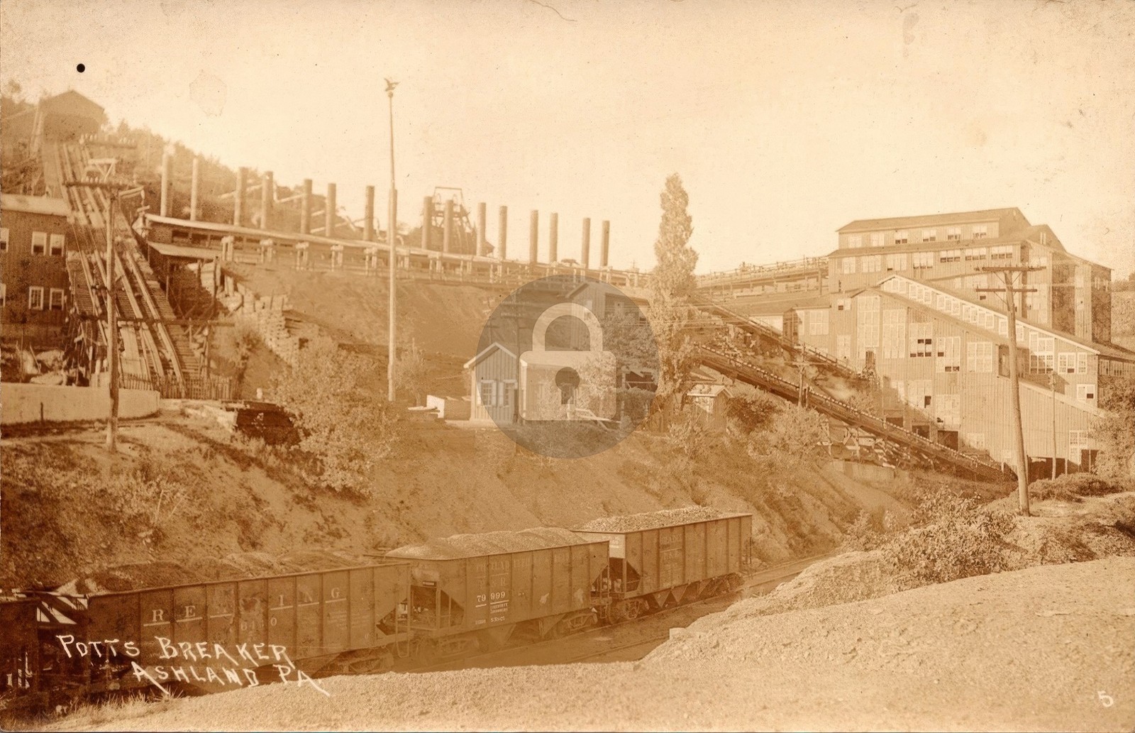 Potts Breaker Ashland PA Pennsylvania Coal Mine c1920s RPPC Photo Postcard COPY