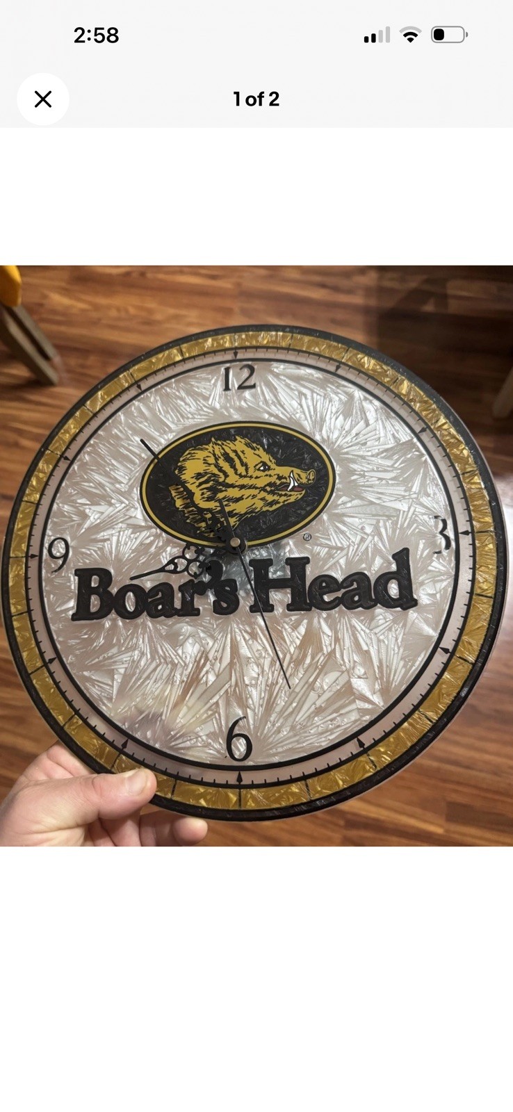 BOAR’S HEAD BRAND Logo Promotional Glass Clock WORKING RARE BOAR’S HEAD BRAND Logo Promotional Glass Clock WORKING RARE