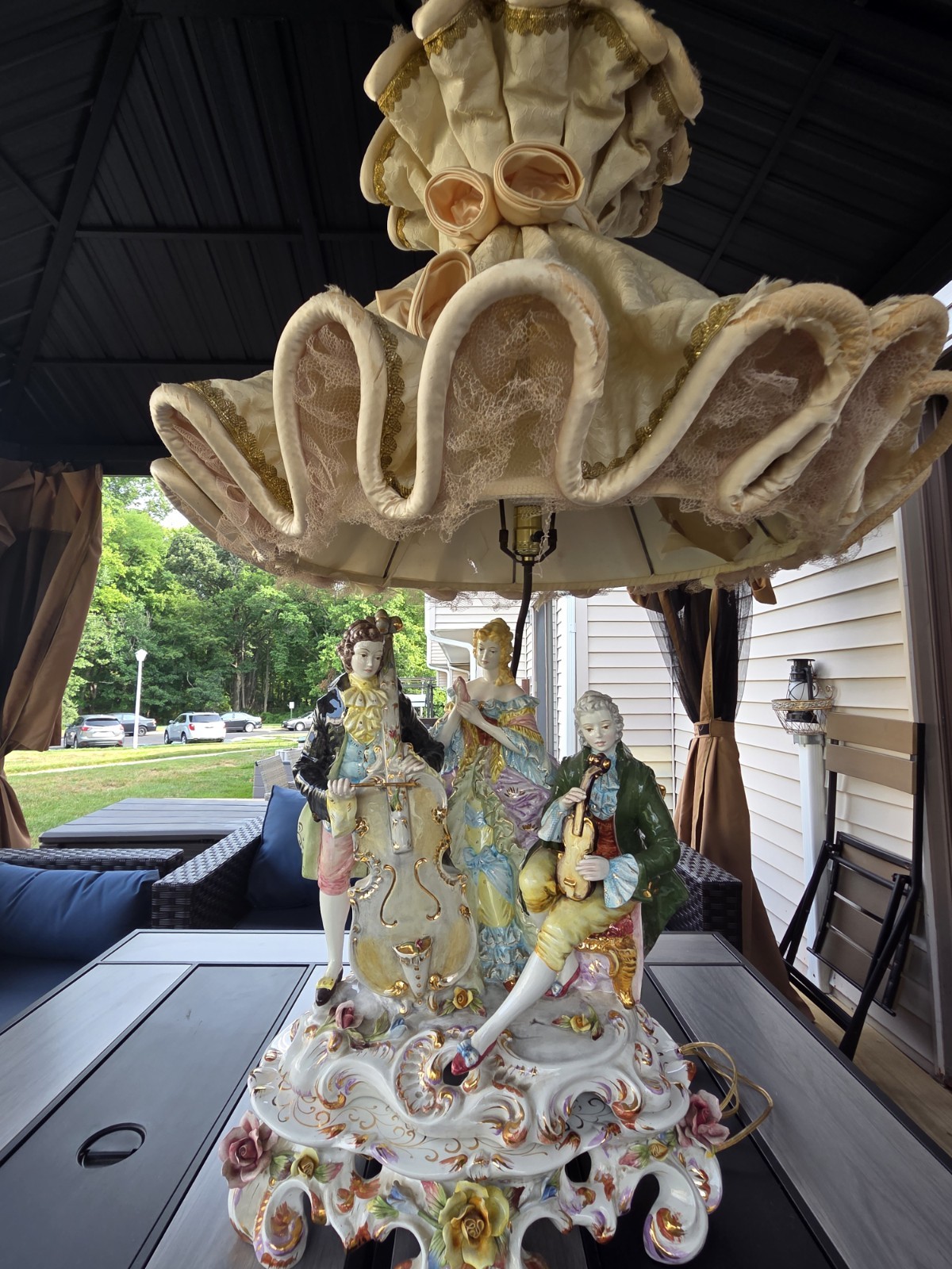 Large Capodimonte Italian Porcelain Figural Lamp 3 Musicians 45\