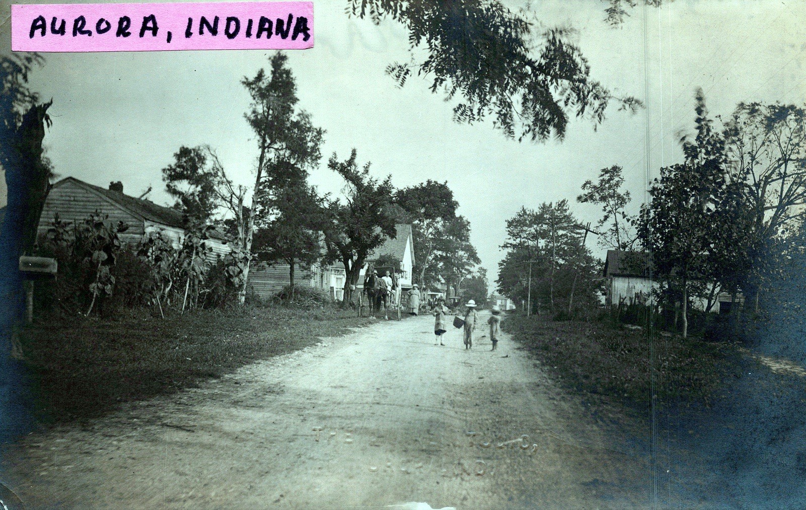 RPPC Aurora Indiana Dirt Street Children Horse Dearborn County Real Photo