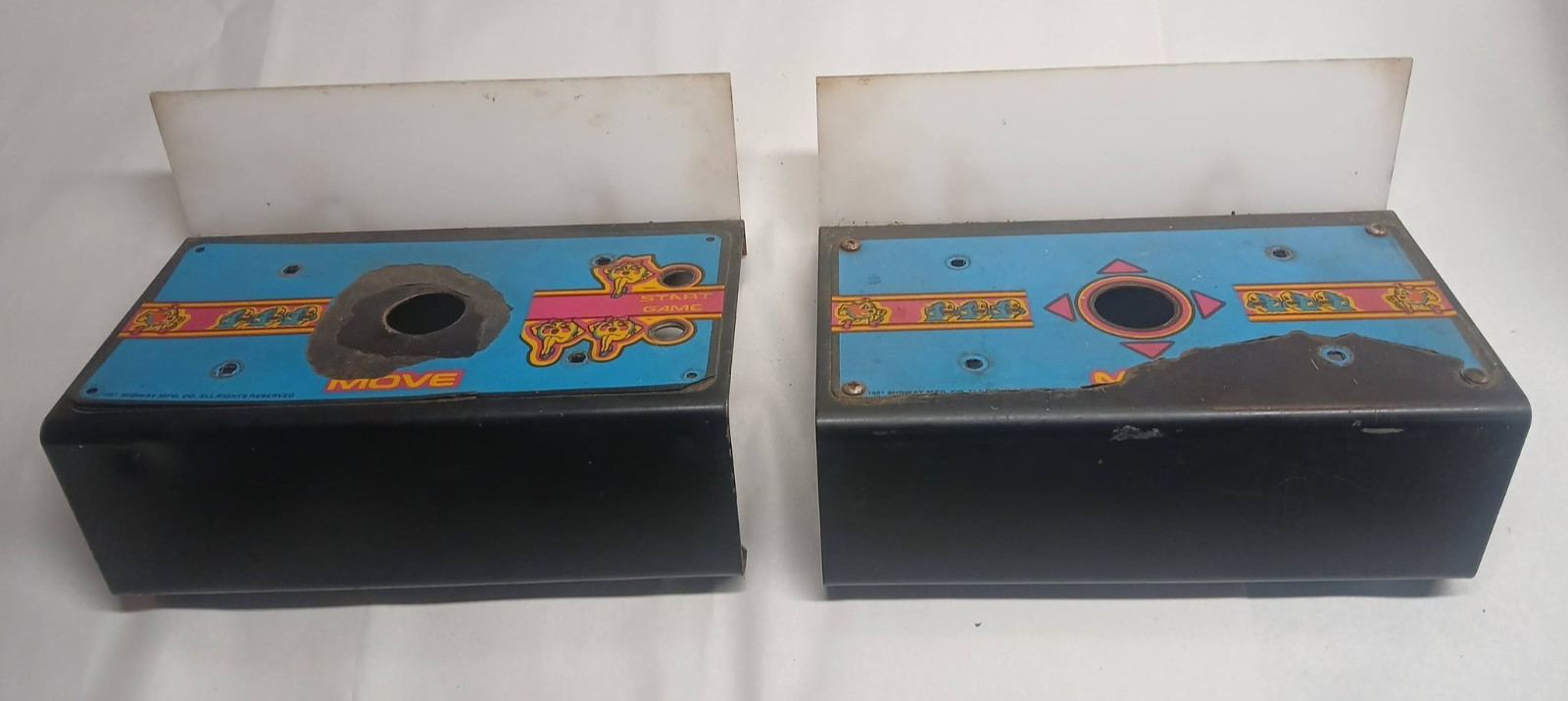 Bally Midway Ms. Pac-Man Cocktail Control Panels with Frosted Glass, Vintage