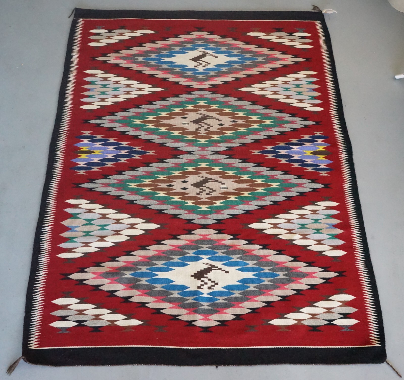 Vintage Navajo Native American Indian Pictorial Kokopelli Ganado Rug - 72\