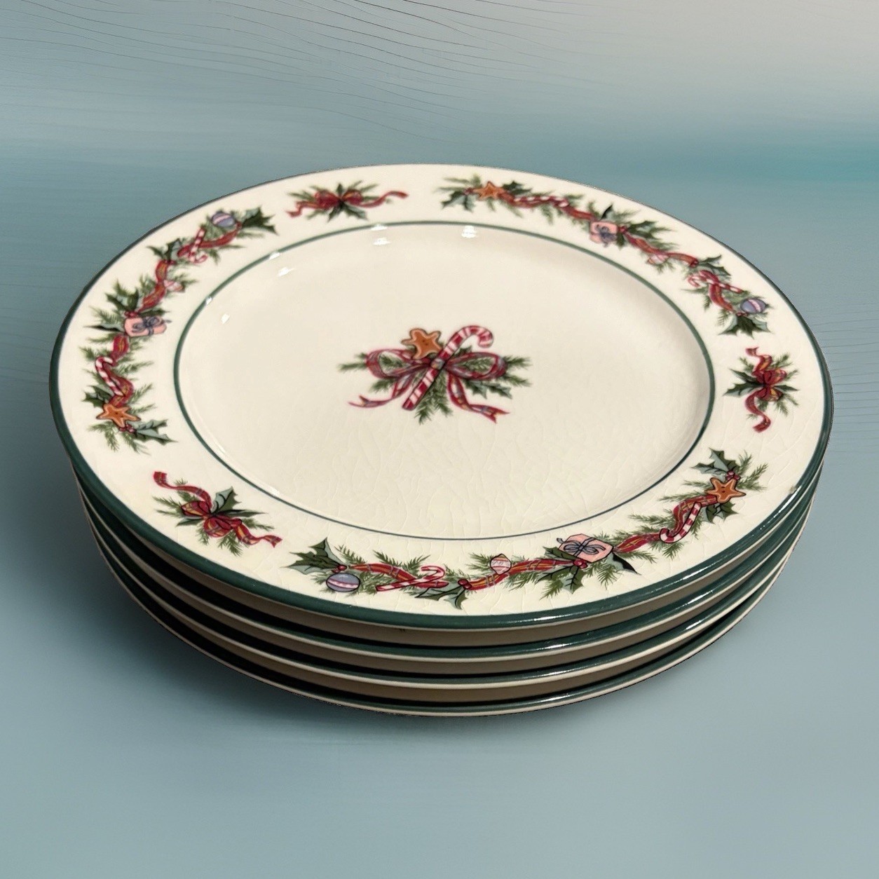 Set of 4 R H Macy & Co-The Cellar  O'Tannenbaum Salad Plate   CHTM-1360