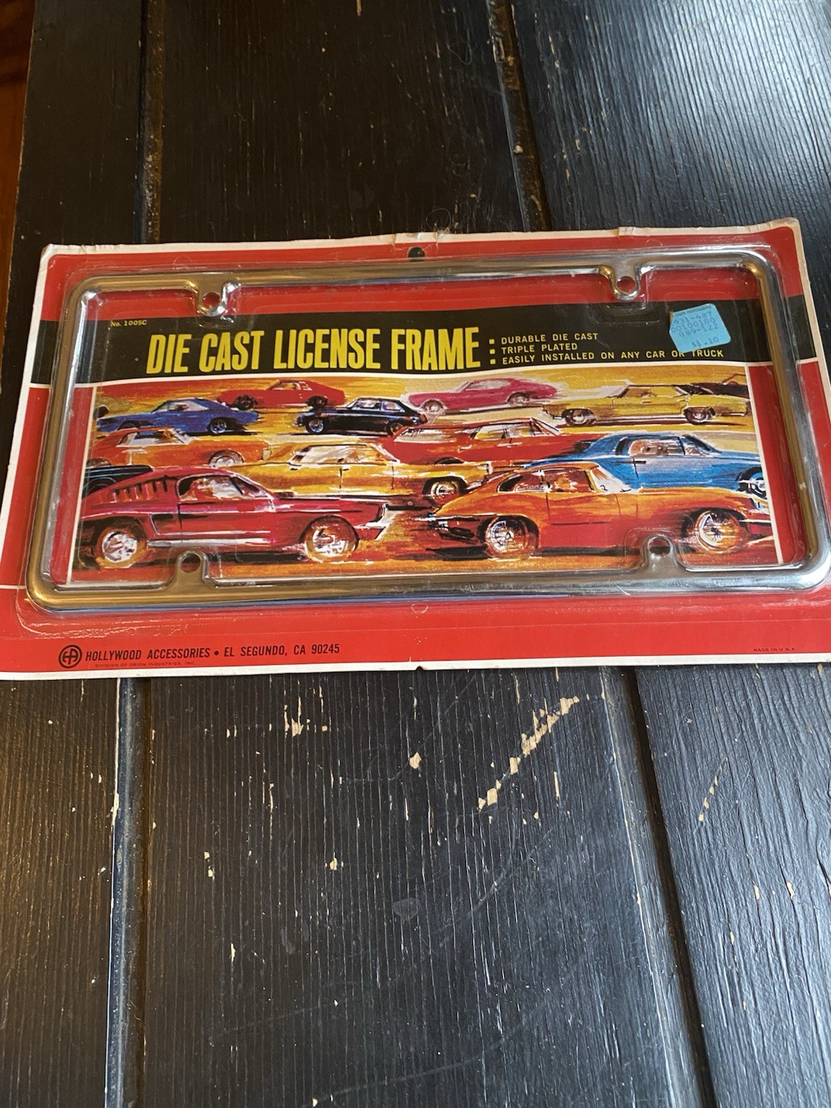 Vintage Hollywood Accessories Die Cast License Plate Frame Chrome NOS 1005C