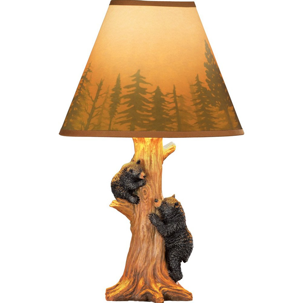 Collections Etc Rustic Climbing Bear Family Northwoods Lamp,14 3/4\