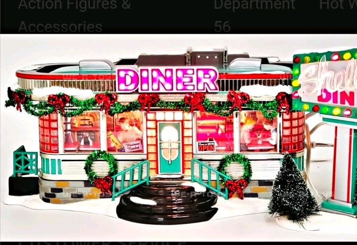 Department 56 Original Snow Village Shelly's Diner Lighted Ceramic Building Department 56 Original Snow Village Shelly's Diner Lighted Ceramic Building