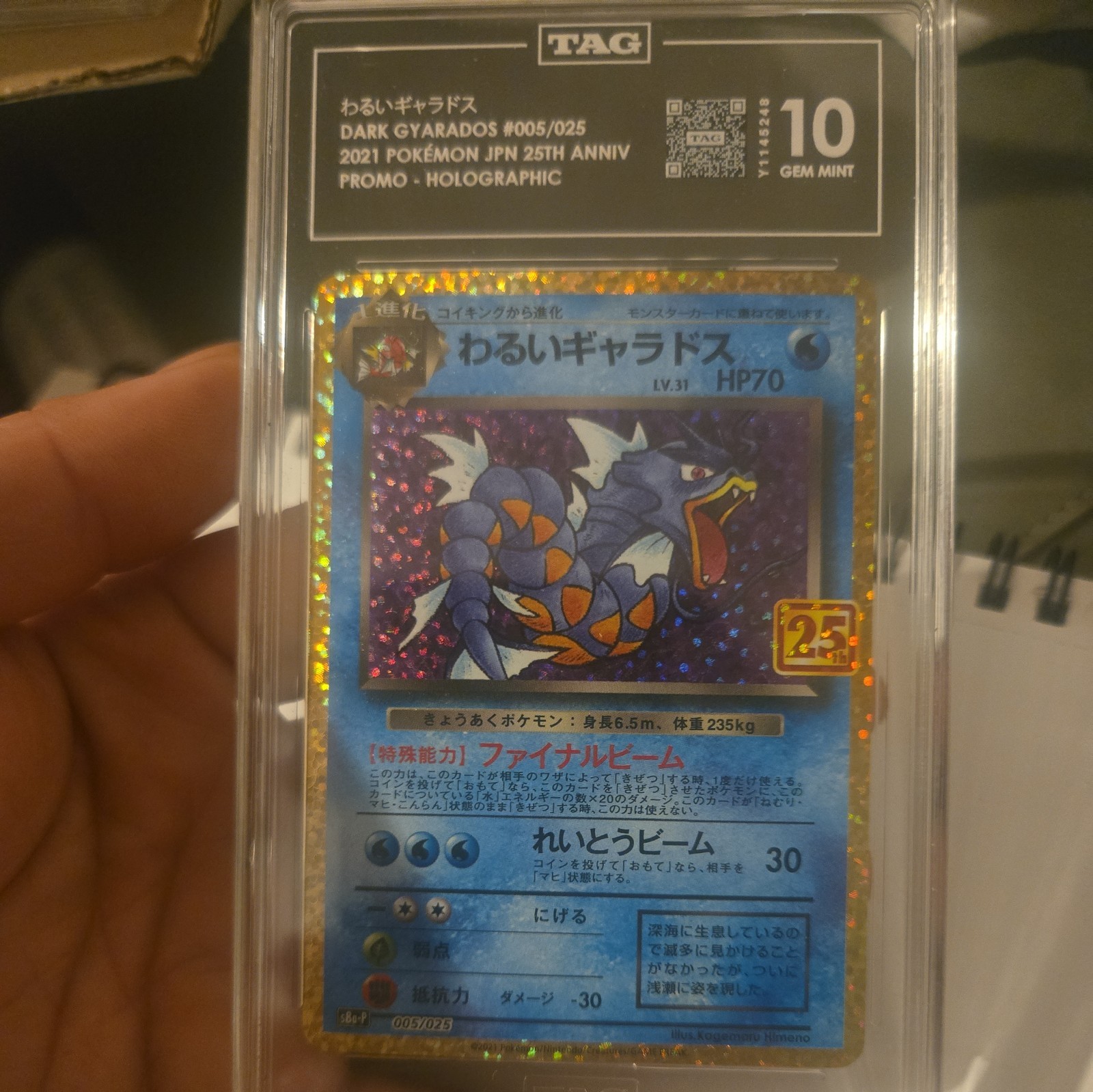 Dark Gyrados 2021 Pokemon JPN 25th Annversary Promo TAG 10 PSA #005/025