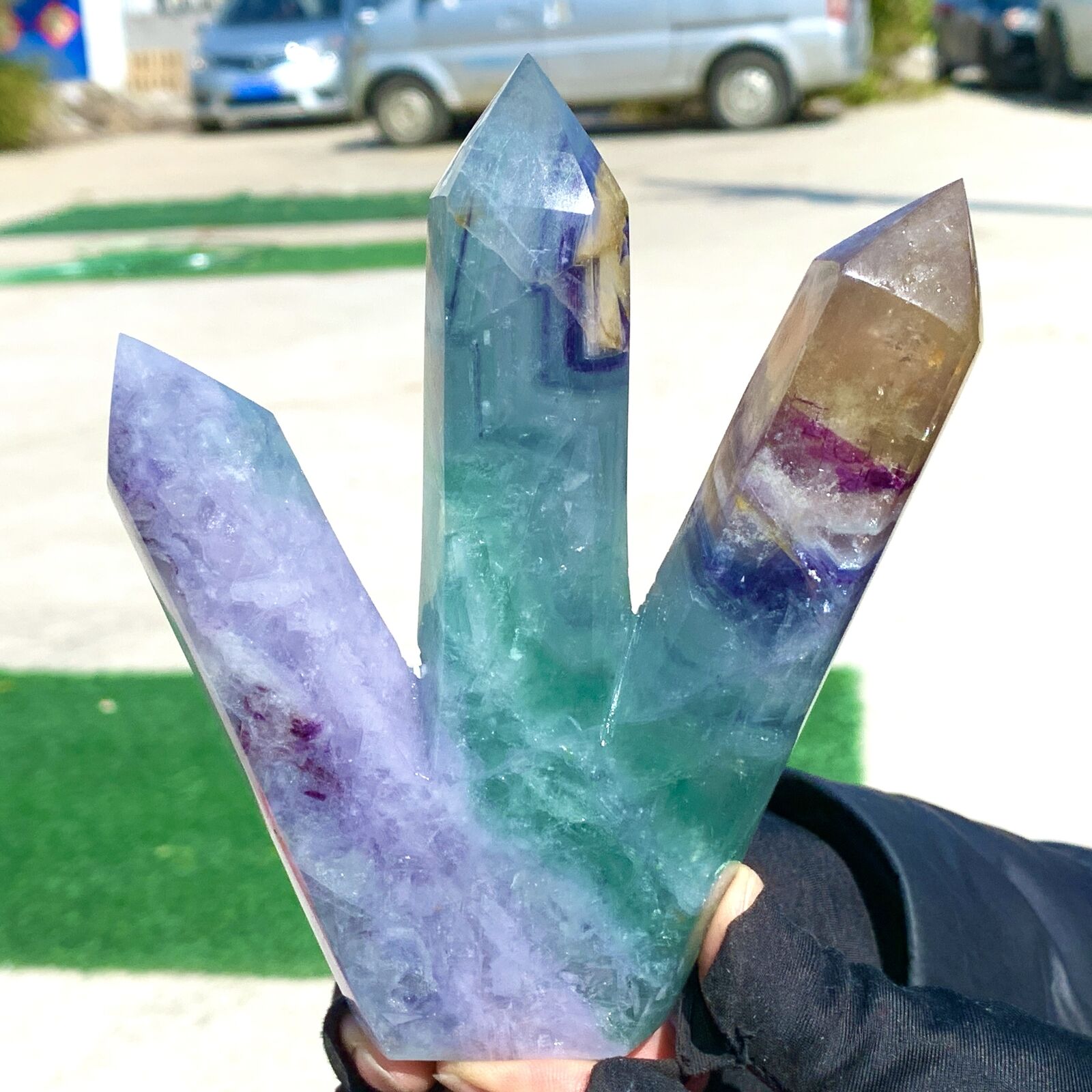 1.3LB Natural colour Fluorite Crystal obelisk crystal wand healing