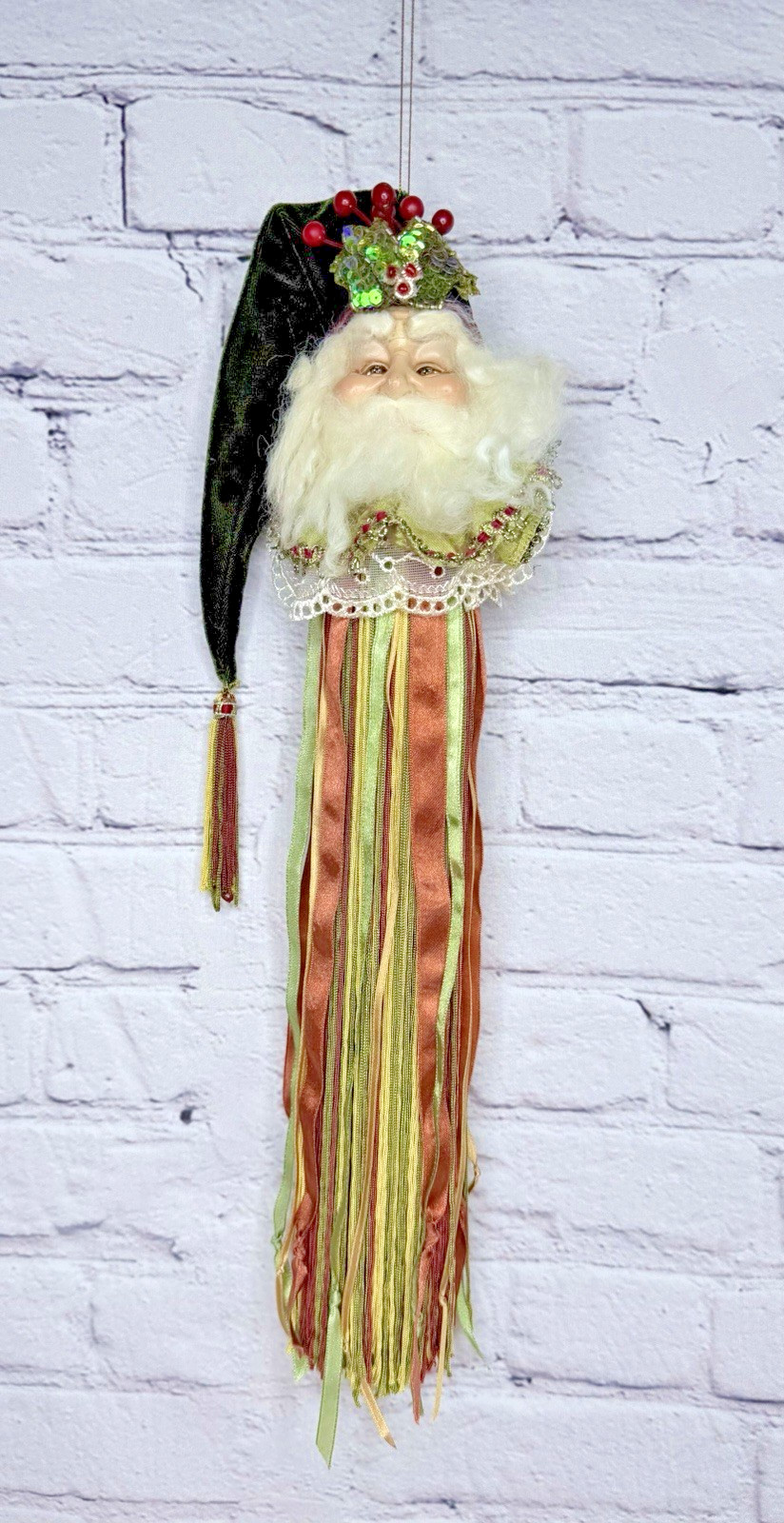 RARE Vtg Wayne Kleski Katherine's Collection SANTA Wine Bottle Decoration Tassel