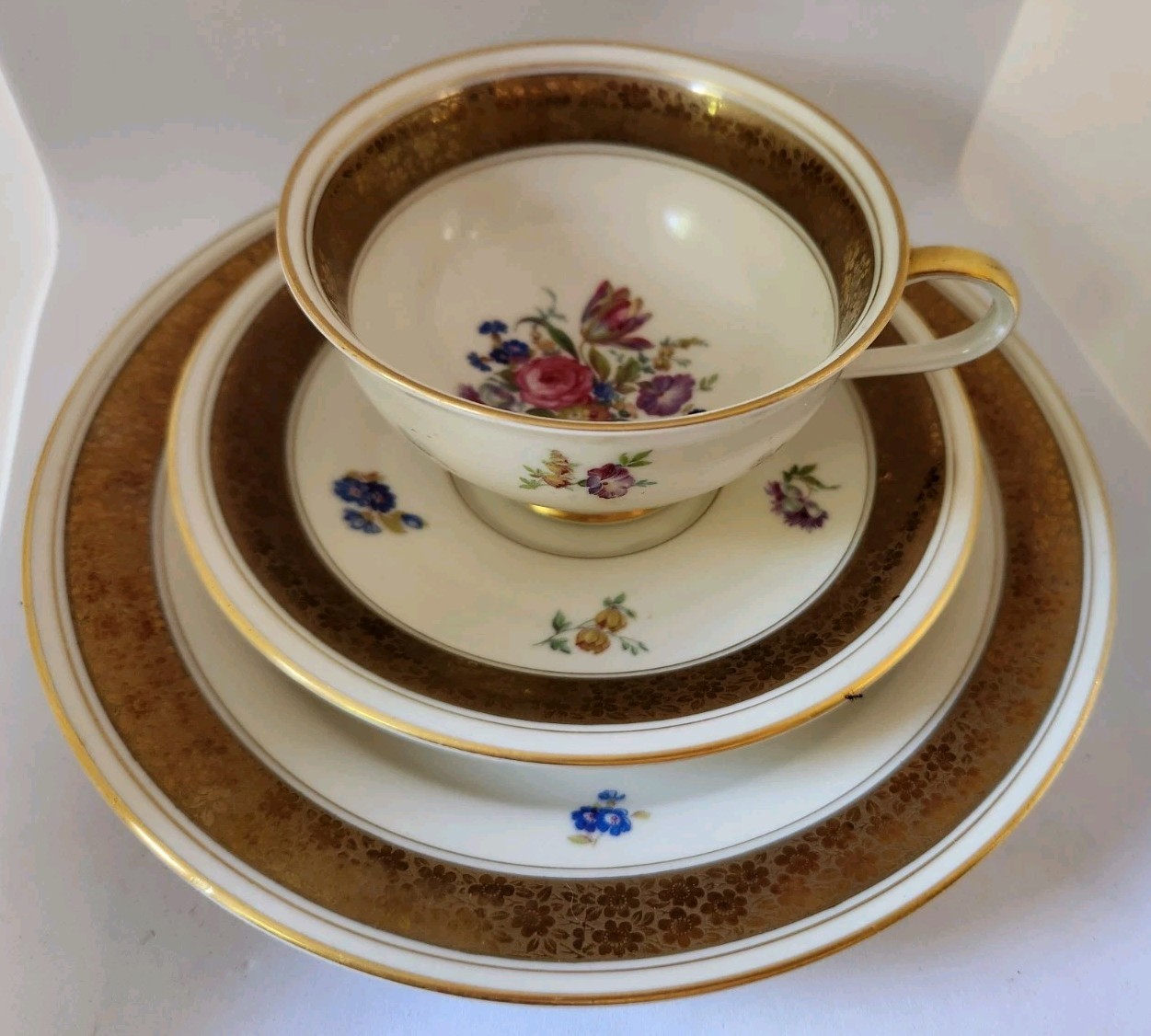 Vtg Very Rare Rosenthal Kronach Else Elfenbein Gold Teacup Saucer Dessert