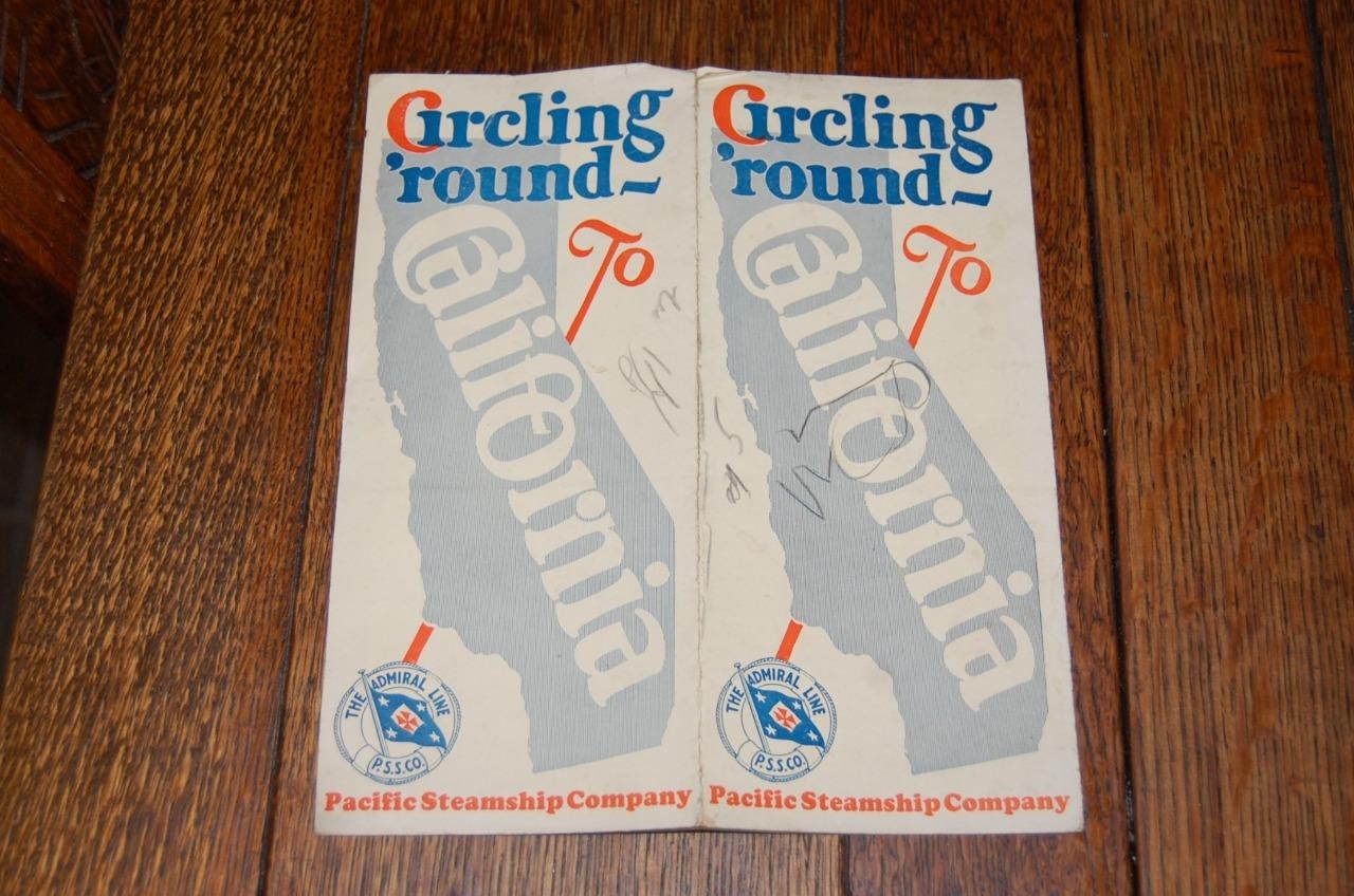 RARE 1923 CIRCLING AROUND TO CA. PACIFIC STEAMSHIP CO.  BROCHURE