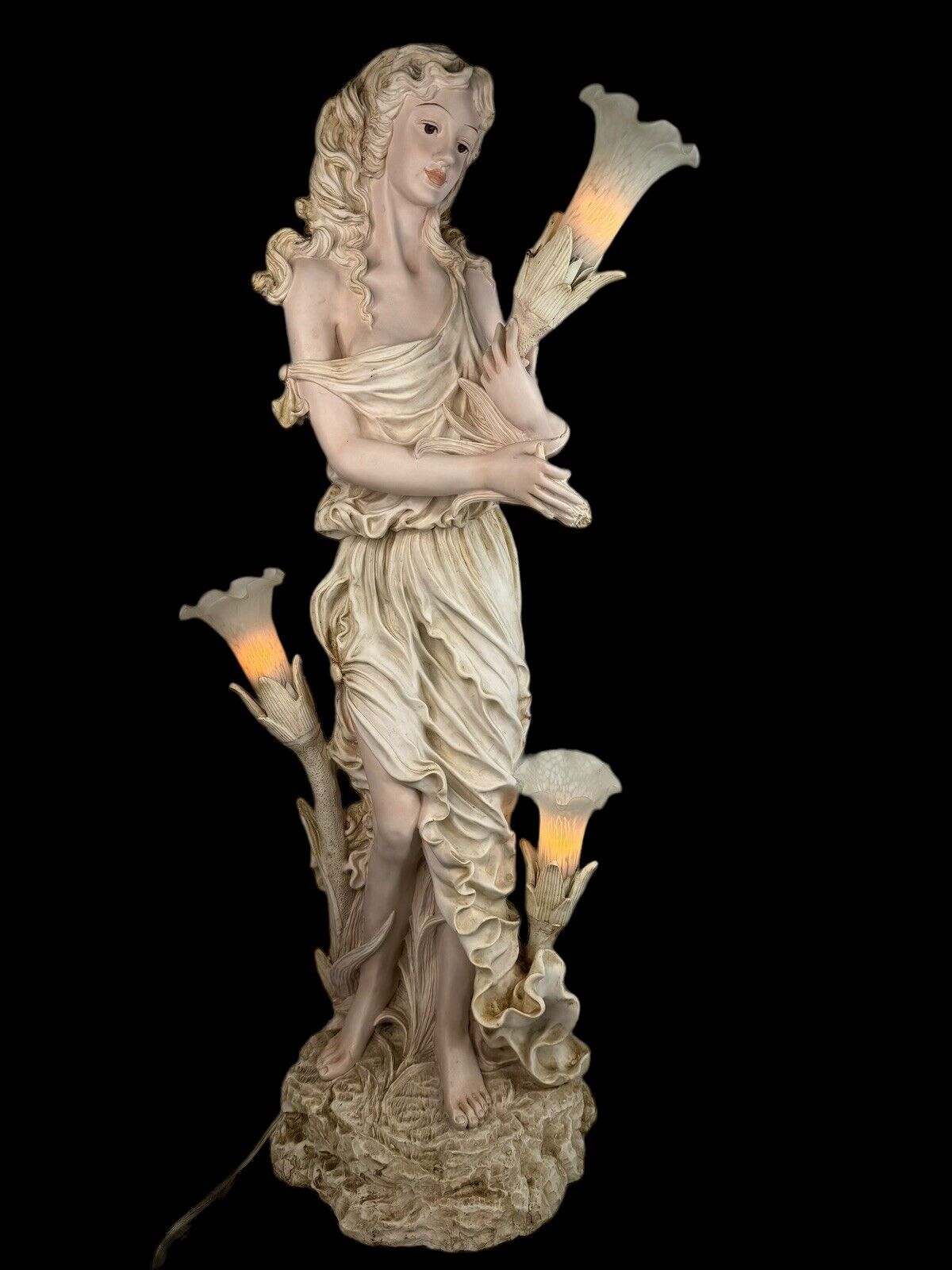 Florence Giuseppe Armani Zodiac Figurine Lighted Lamp Statue Lady Vintage