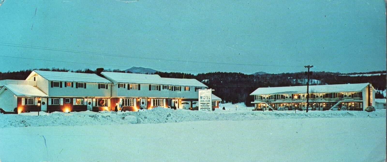 Stowe-Flake Inn & Motel Stowe Vermont Ski Capital of East Vintage Long Postcard