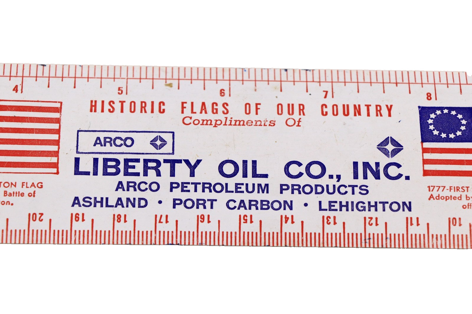 Vintage Liberty Oil Co Schuylkill PA Port Carbon Ashland Lehighton Metal Ruler
