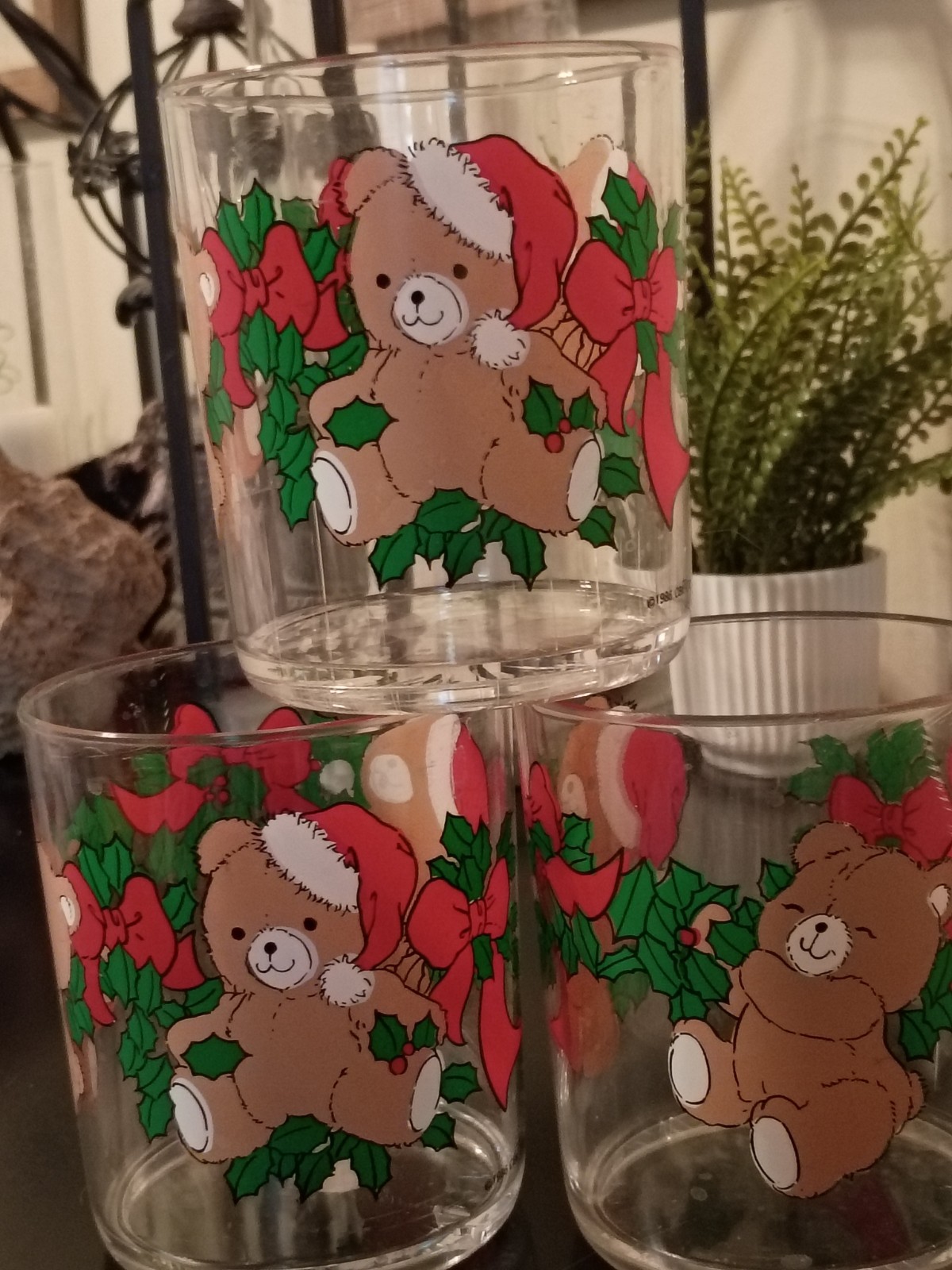 Vintage 1985 Cbk Ltd Christmas Bears Plastic Drink Juice Cups Kids Adult