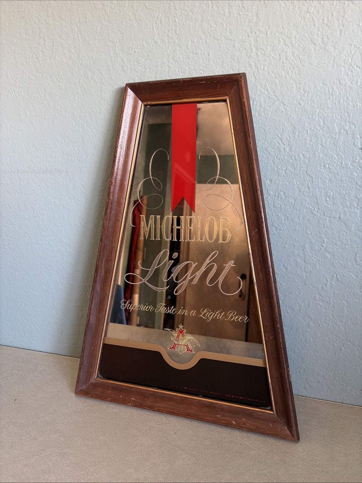 1970\'s Framed Michelob Light Beer Sign Mirror Vintage Bar Anheuser-Busch Brewery