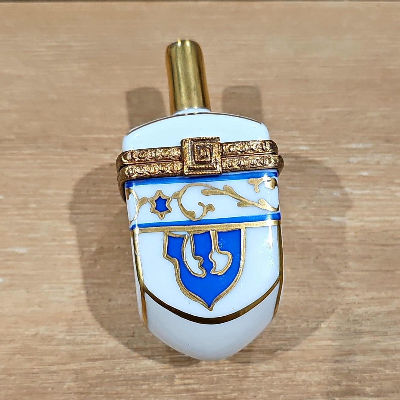 Rochard Hand Painted Limoges France Chanukah Dreidel Trinket Box As Is