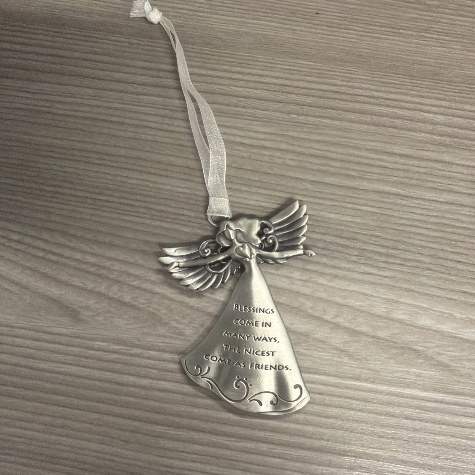 Vtg Ganz Your Friendship Is A  Blessing Christmas Angel Pewter Ornament  BB1