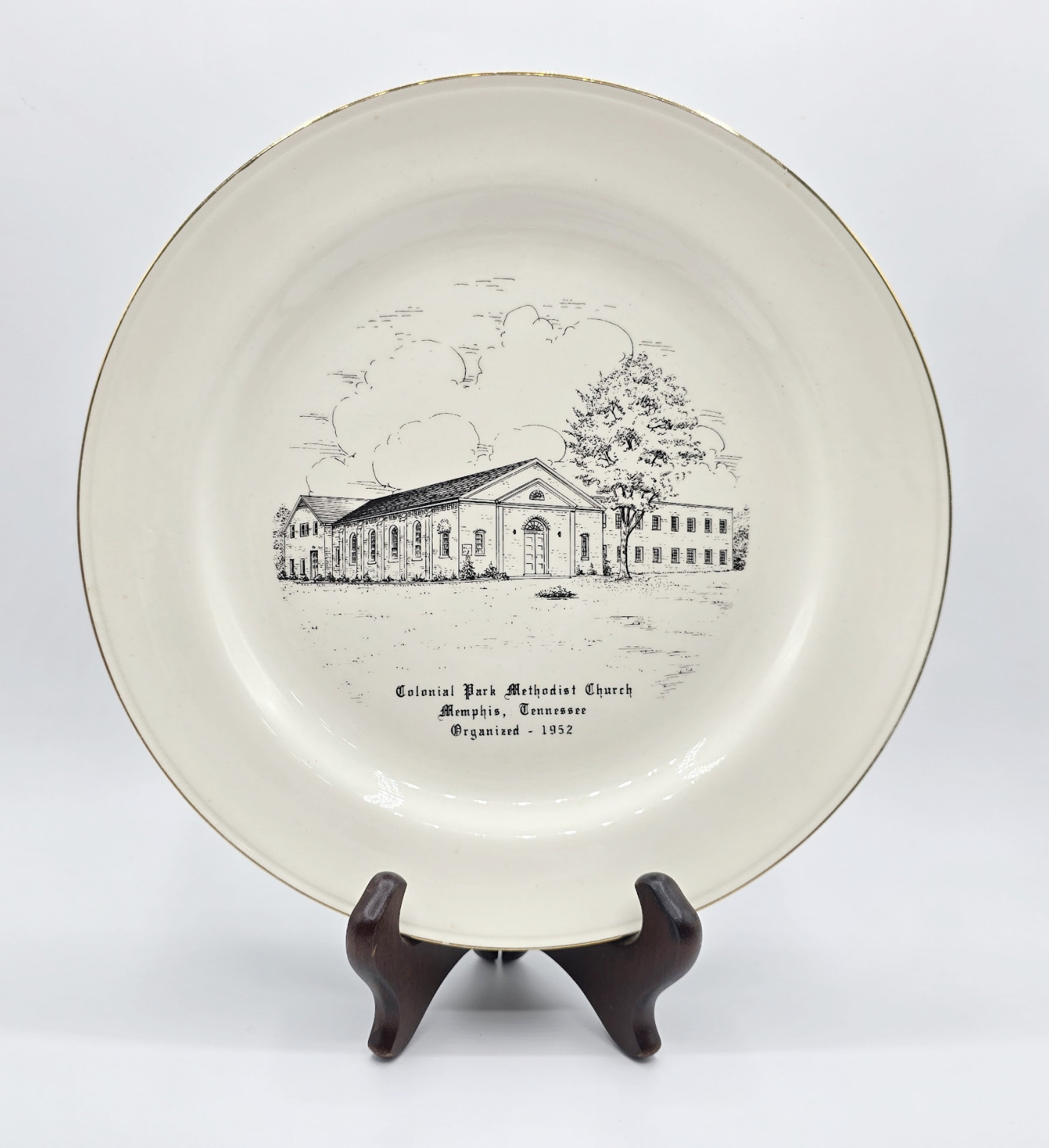 VINTAGE 1950s COLONIAL PARK METHODIST CHURCH DECORATIVE PLATE MEMPHIS, TENNESSEE