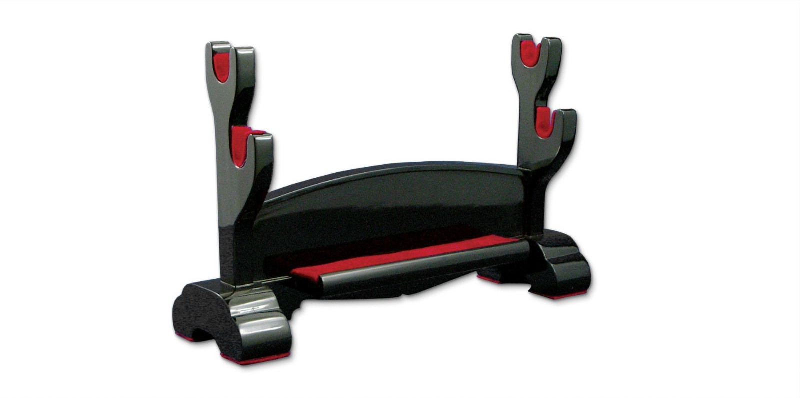 CAS Hanwei/Paul Chen Double Sword Stand Black Lacquer w/Tanto Shelf Display Rack