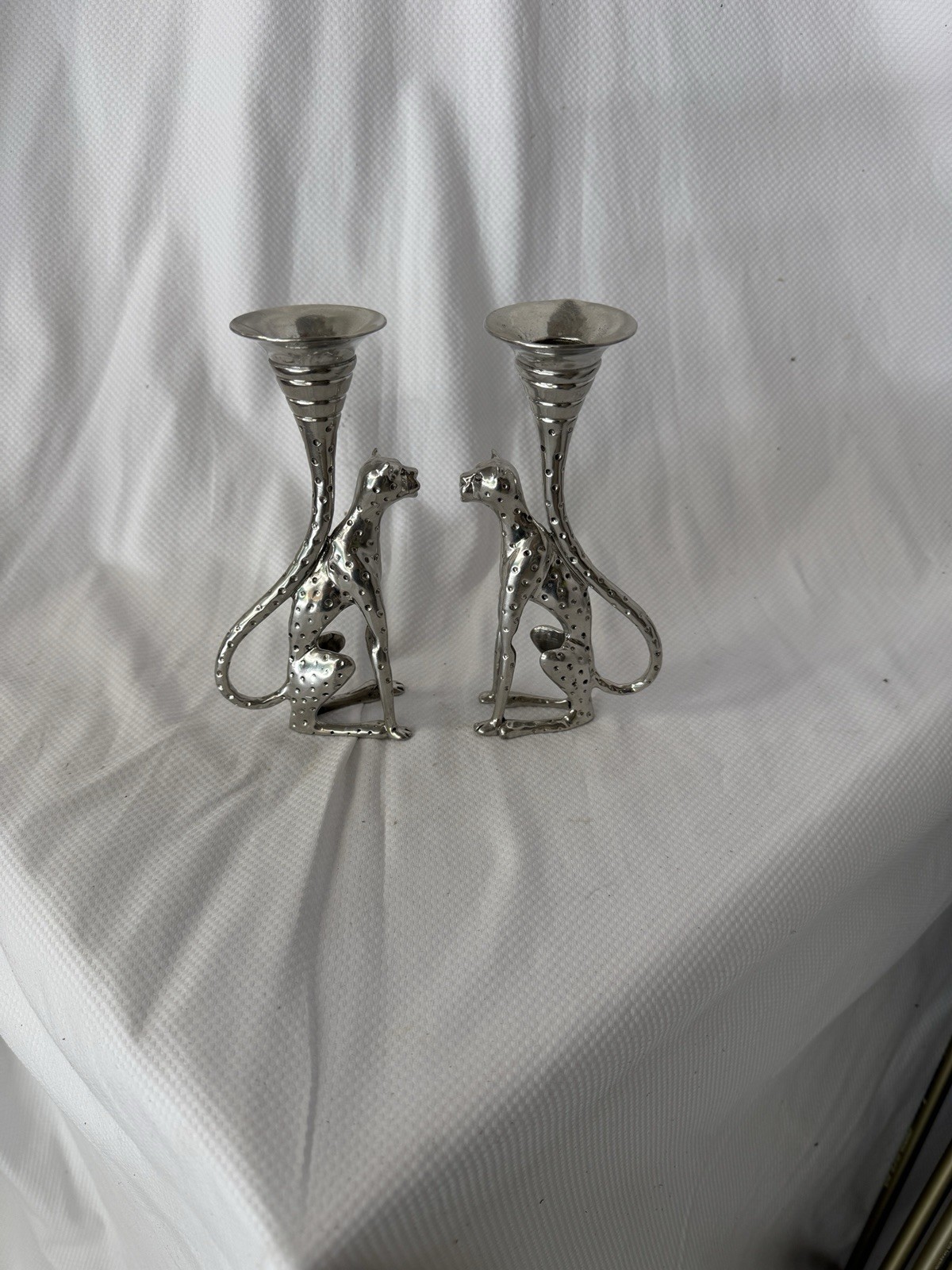 Diana Carmichael Pewter Cheetah Africa Medium Polished Candlesticks Diana Carmichael Pewter Cheetah Africa Medium Polished Candlesticks