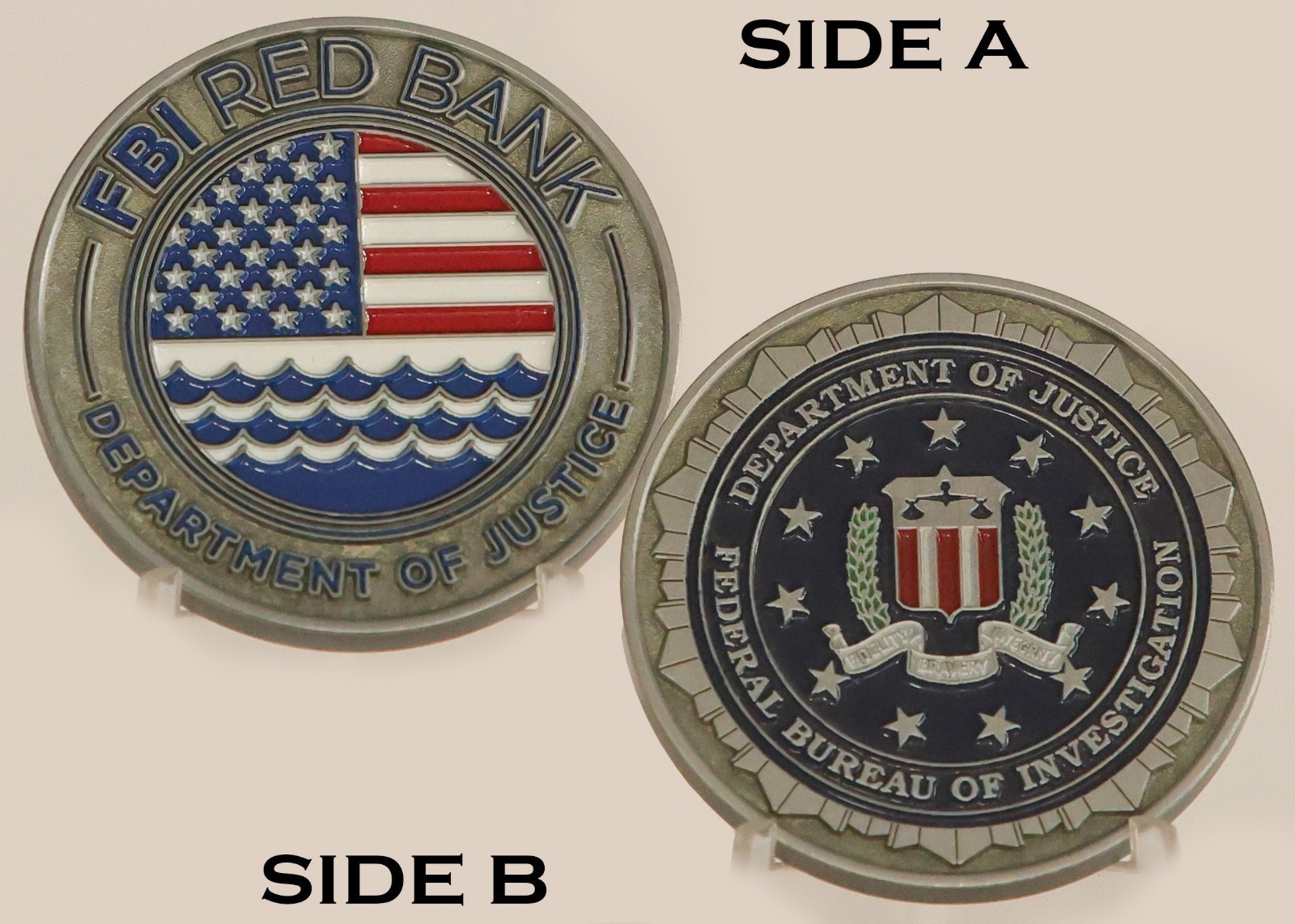FBI Red Bank Department of Justice Challenge Coin  4#B