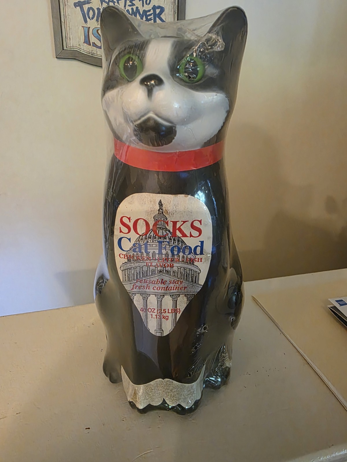 Vintage President Clinton Socks The Cat Reusable Food Container New Nrfb 1993