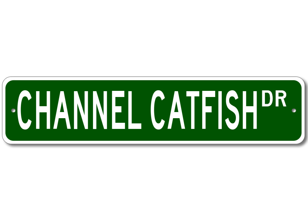 Channel Catfish Fish Sign Metal Wall Decor Fishing Street Sign - Aluminum