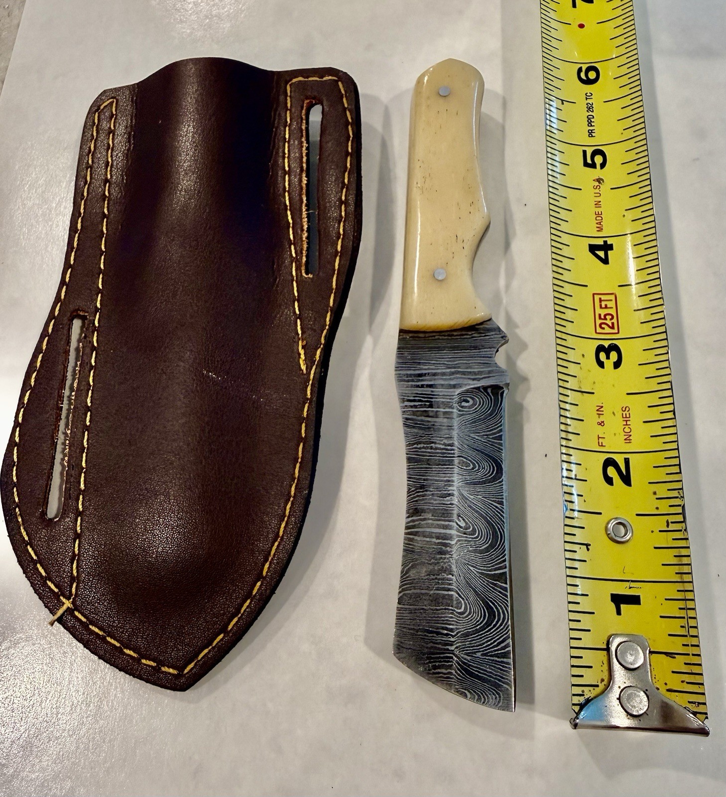 Custom Made Damascus Knife Hunting Bull Cutter Knife 6” Camel Bone Handle Custom Made Damascus Knife Hunting Bull Cutter Knife 6” Camel Bone Handle