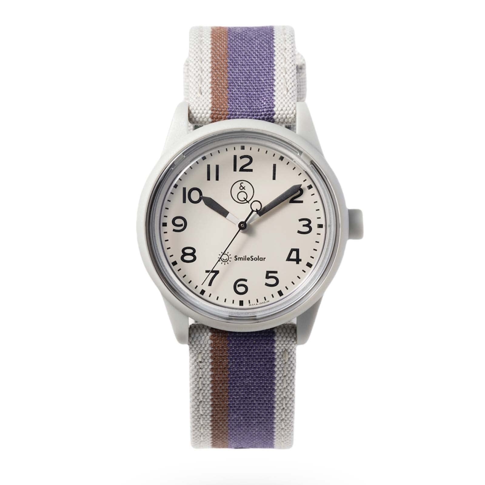 Q&Q SmileSolar Watch R01A-002JK, Analog Waterproof for Women Purple