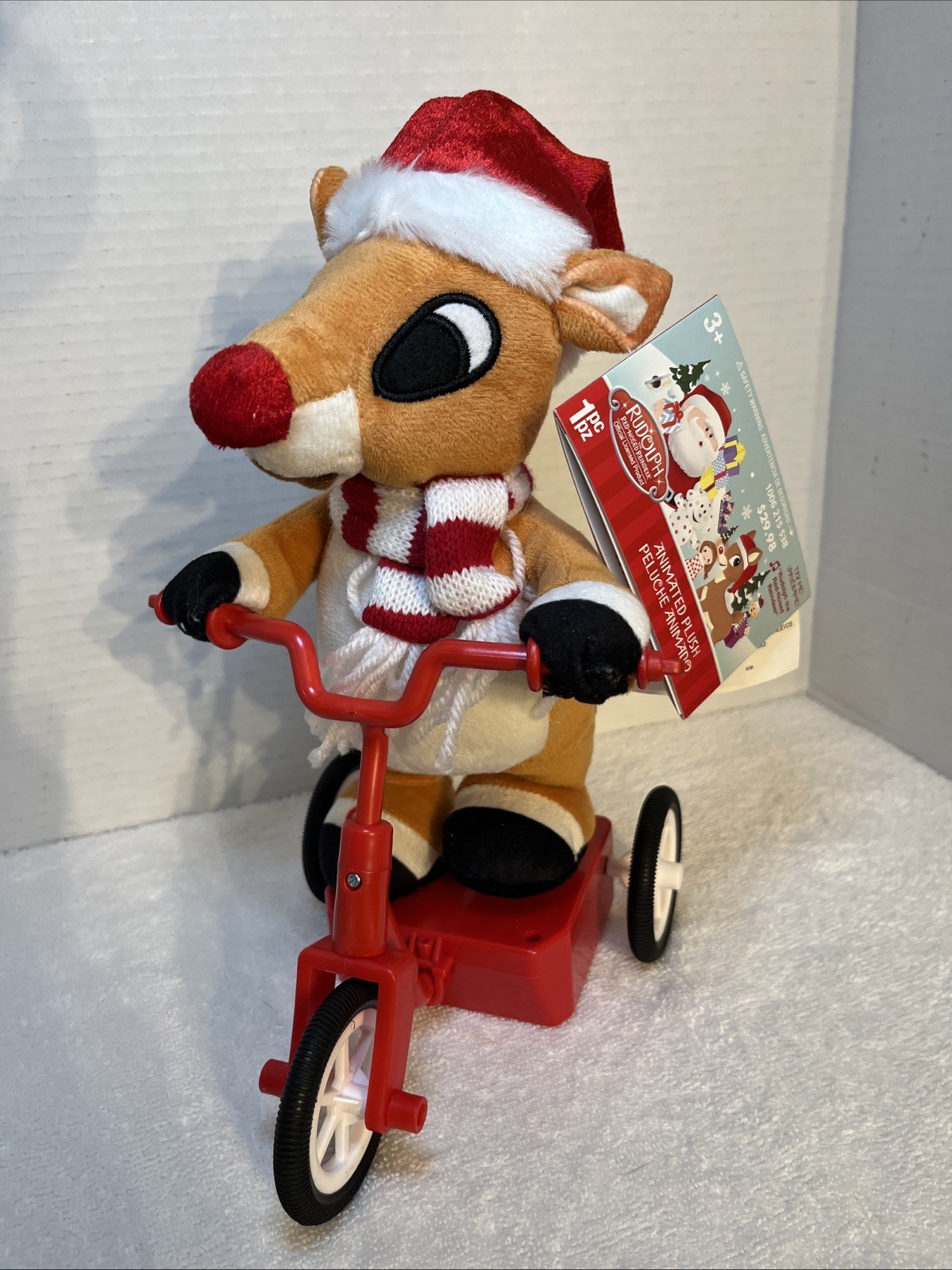 Rare Gemmy Rudolph The Red Nose Reindeer Plush Animated Singing Biking